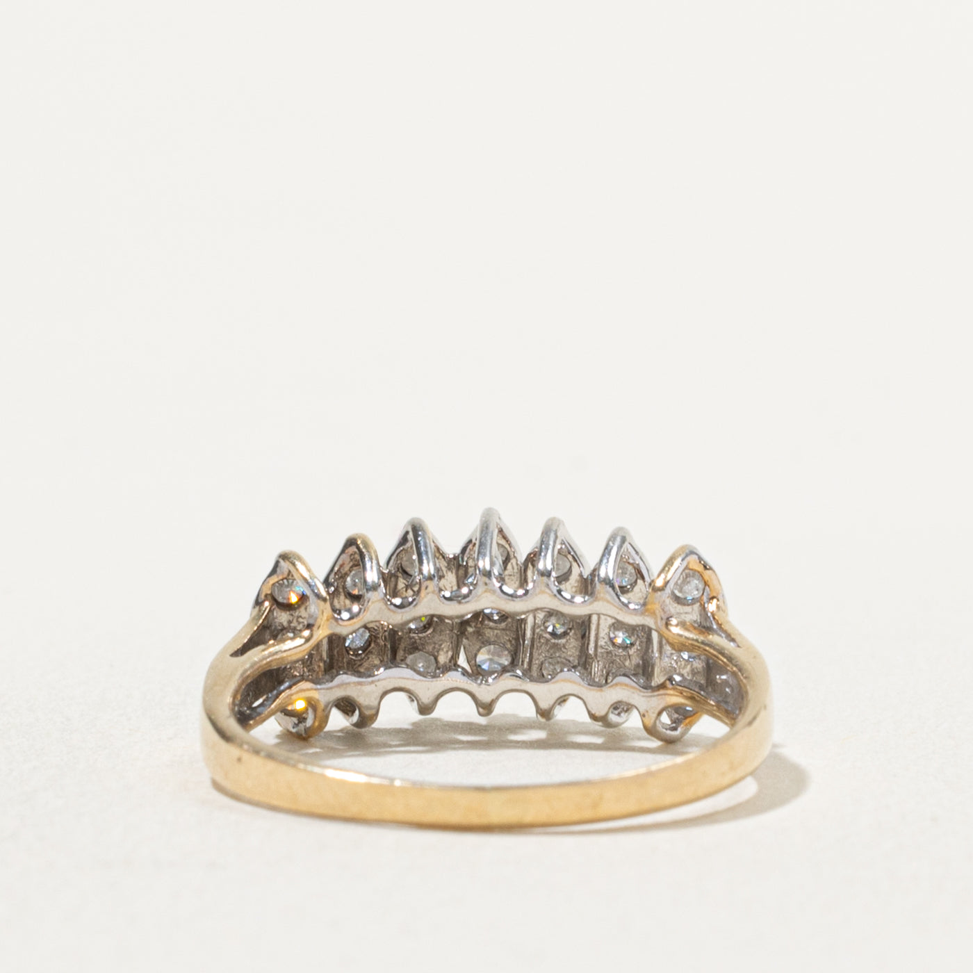 10k Multi Row Diamond Petal Ring | 0.50ctw | SZ 6.75