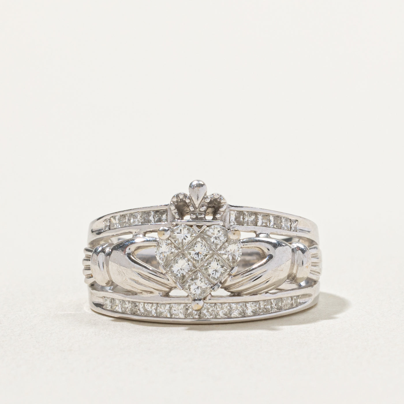 Dublin 14k Diamond Cluster Claddagh Ring | 0.70ctw | SZ 8