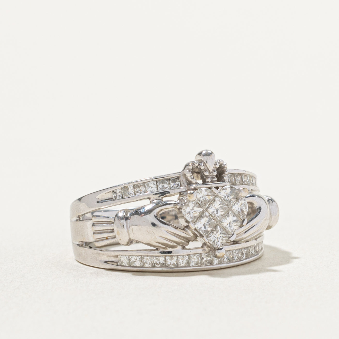 Dublin 14k Diamond Cluster Claddagh Ring | 0.70ctw | SZ 8