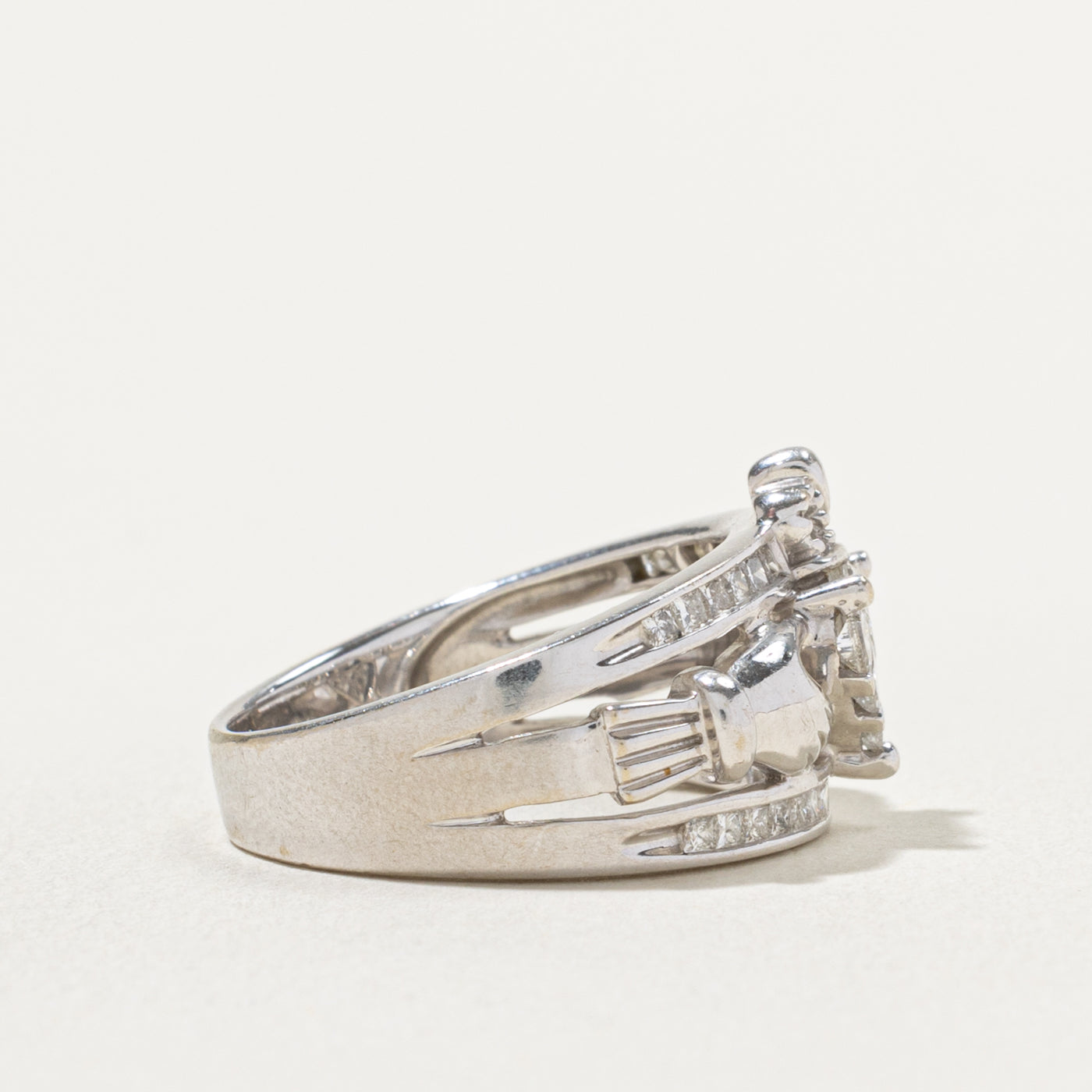 Dublin 14k Diamond Cluster Claddagh Ring | 0.70ctw | SZ 8