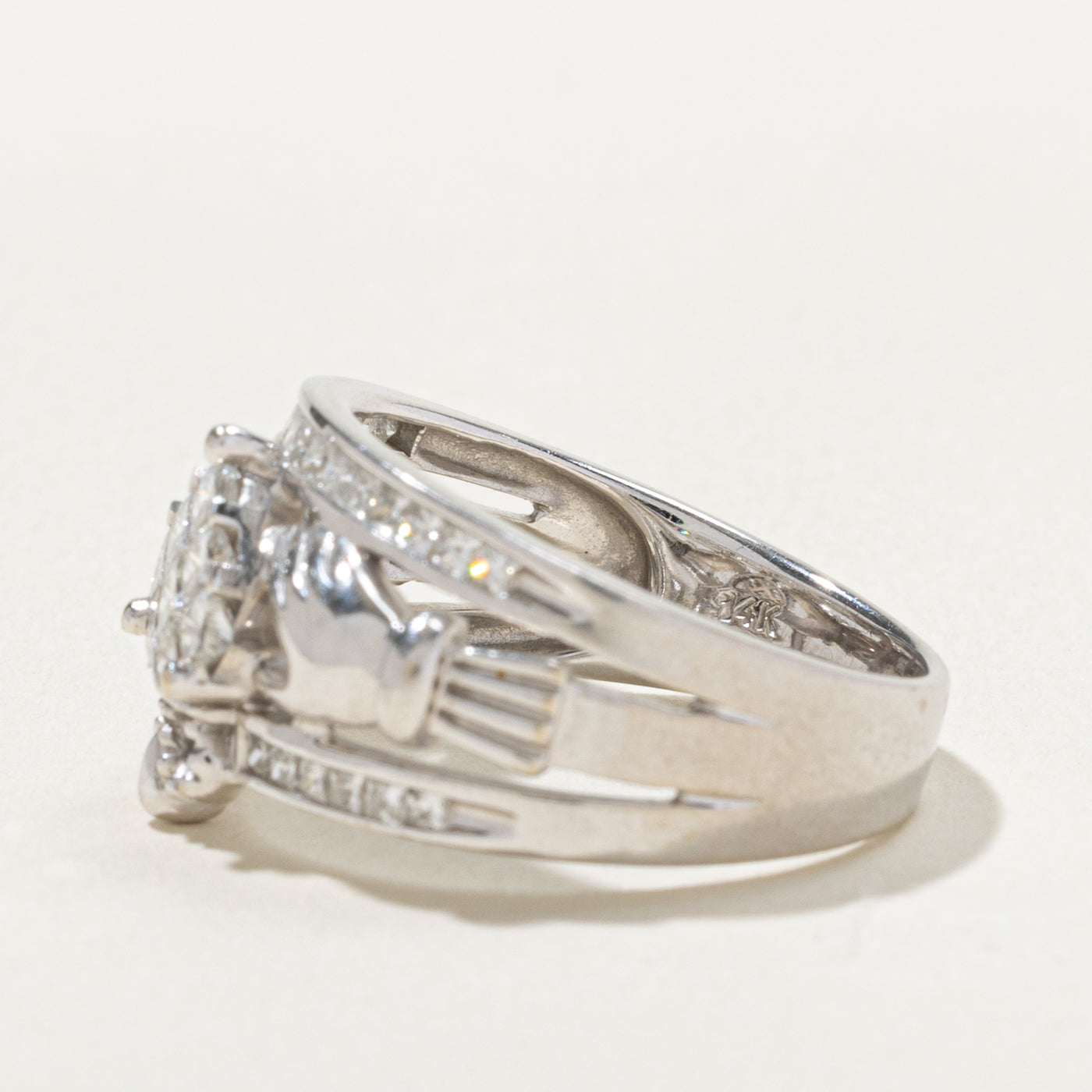 Dublin 14k Diamond Cluster Claddagh Ring | 0.70ctw | SZ 8
