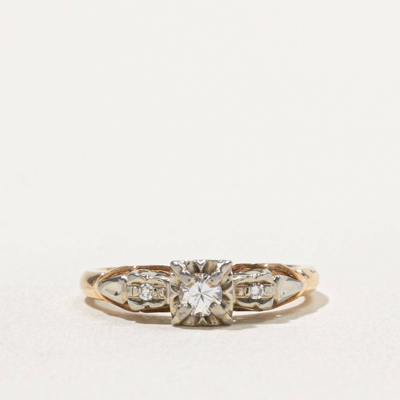 14k Two Tone Illusion Set Diamond Ring | 0.16ctw | SZ 6