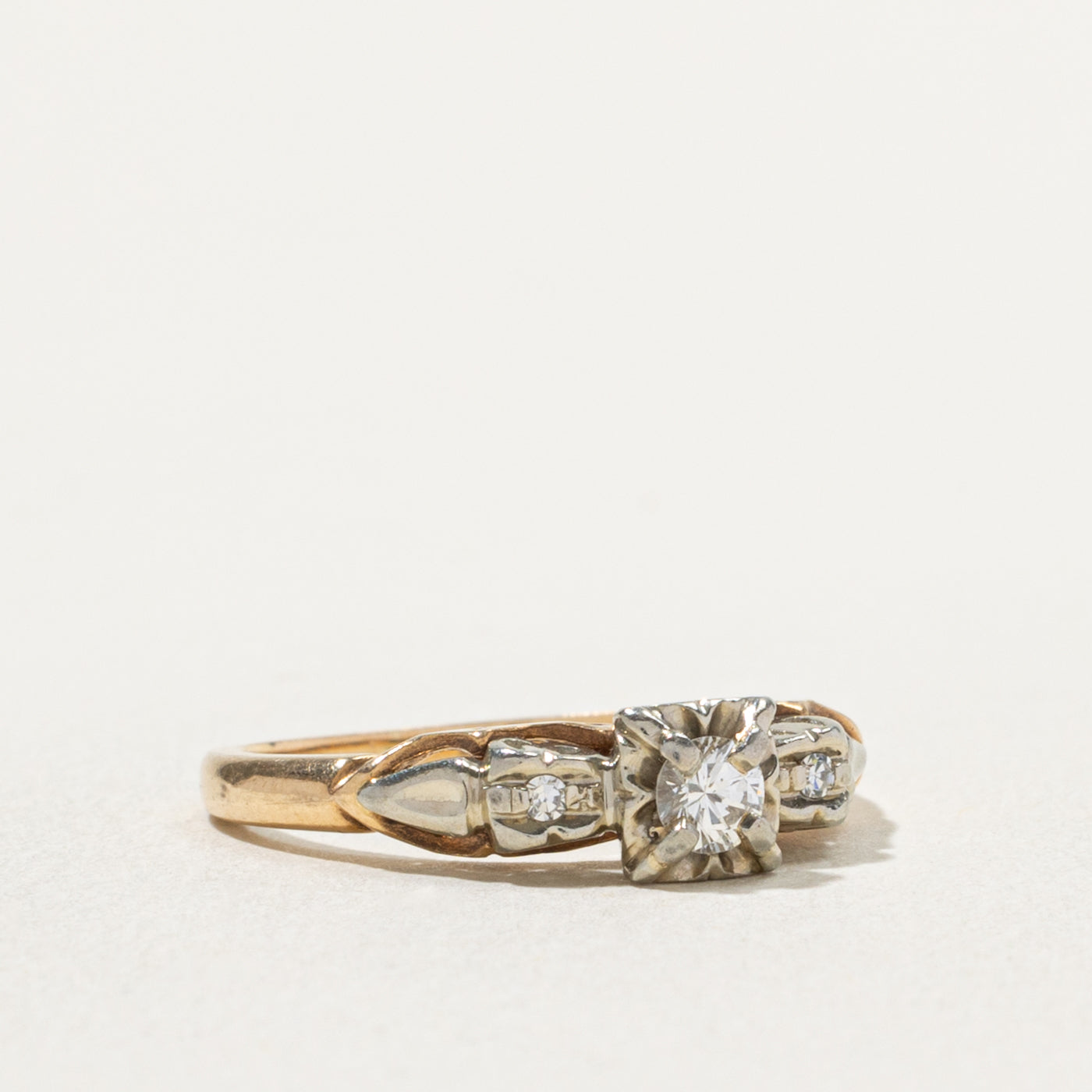 14k Two Tone Illusion Set Diamond Ring | 0.16ctw | SZ 6