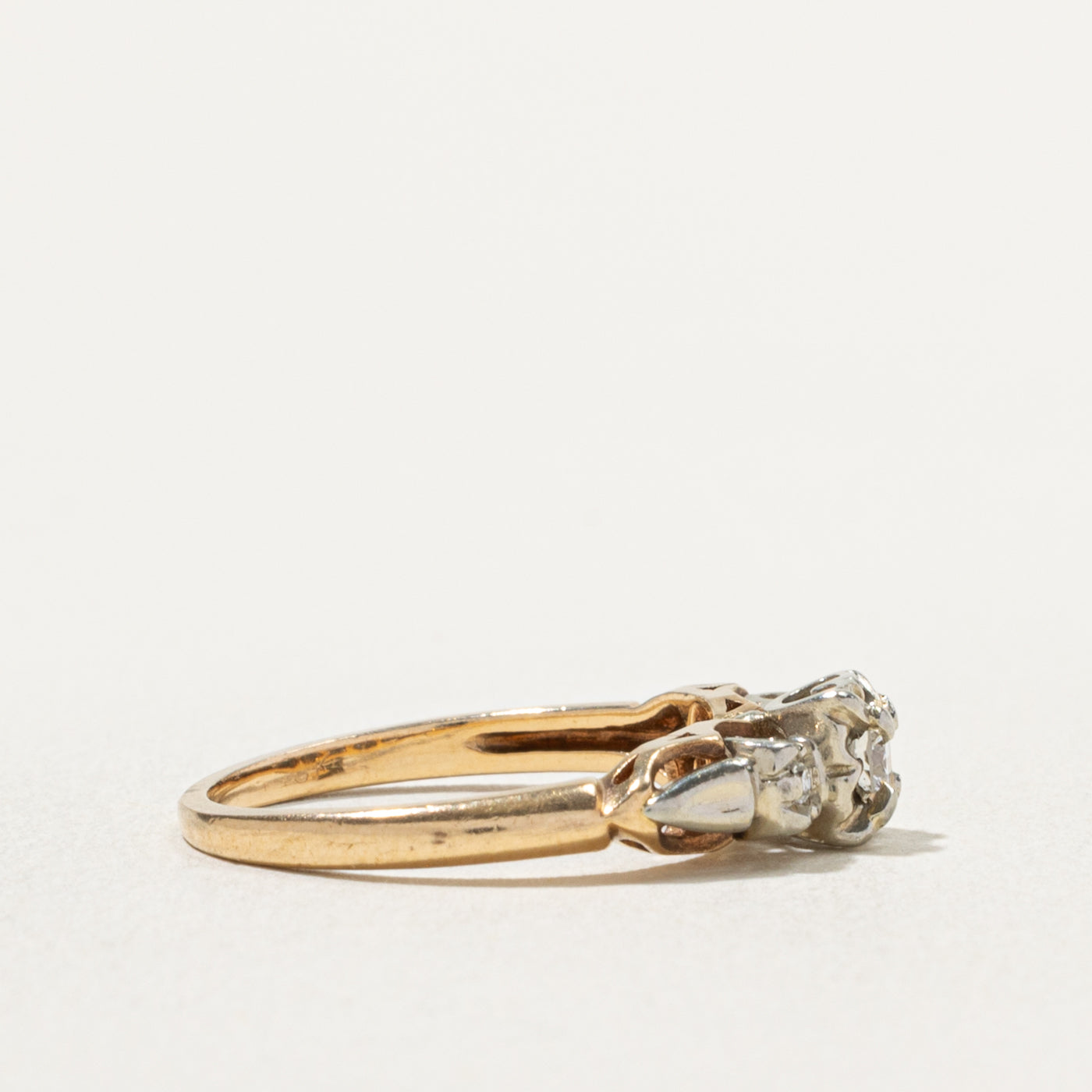 14k Two Tone Illusion Set Diamond Ring | 0.16ctw | SZ 6