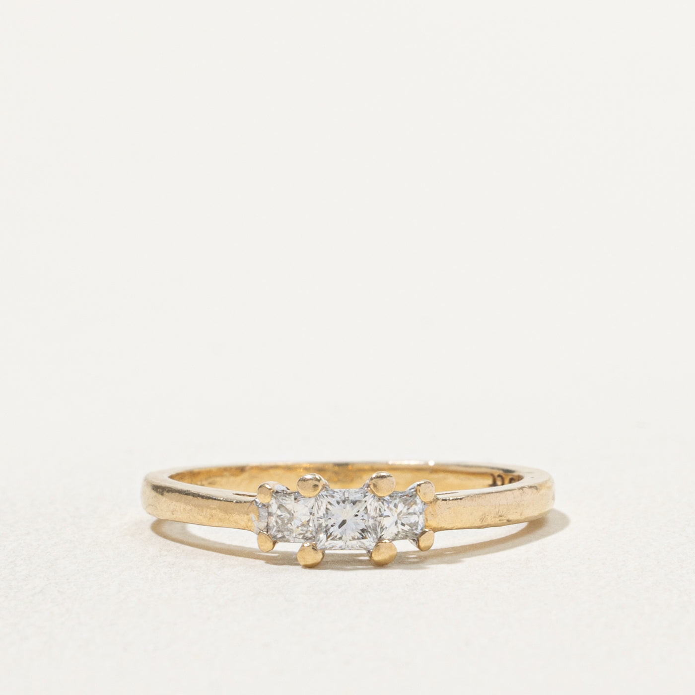 14k Three Stone Princess Cut Diamond Ring | 0.33ctw | SZ 6.5
