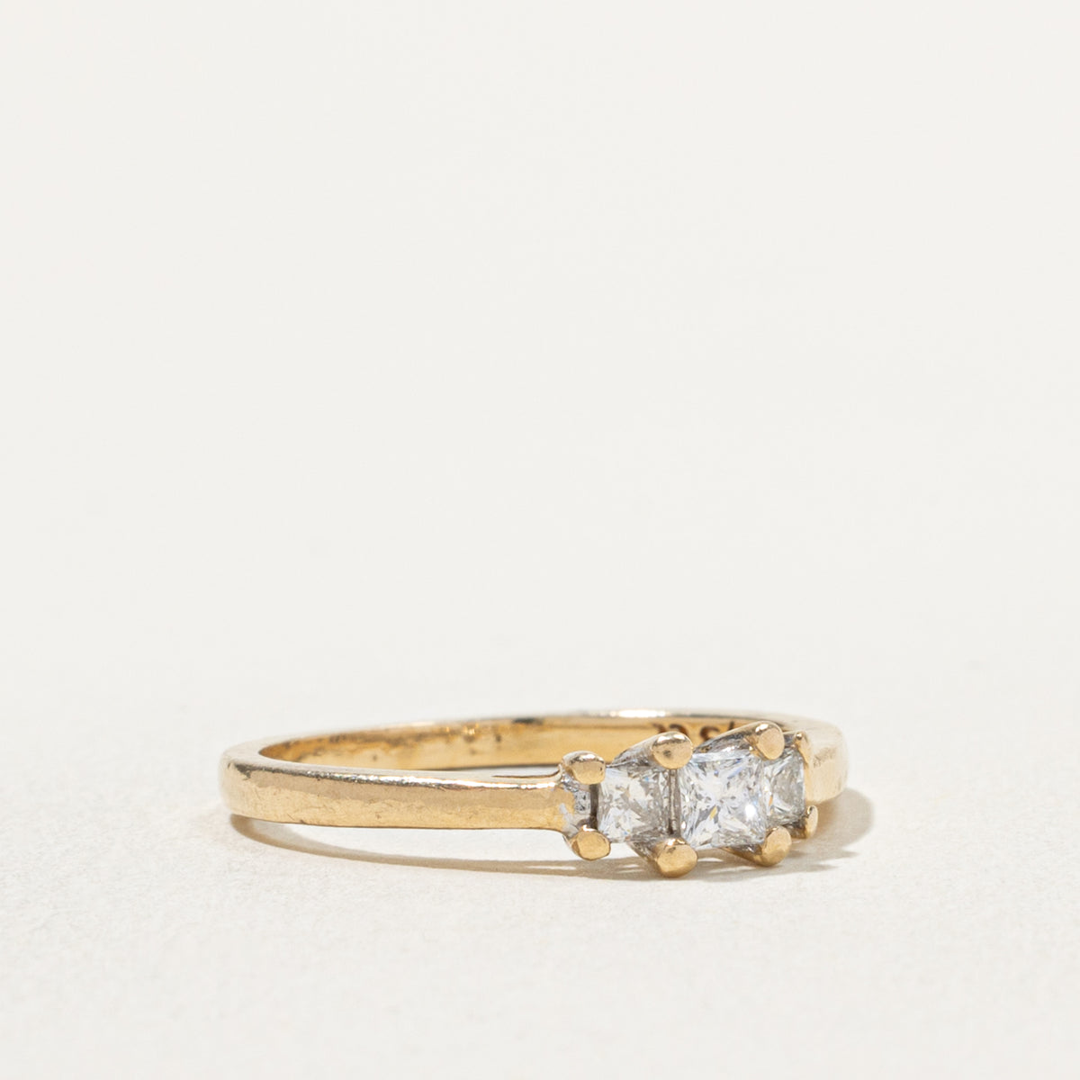 14k Three Stone Princess Cut Diamond Ring | 0.33ctw | SZ 6.5