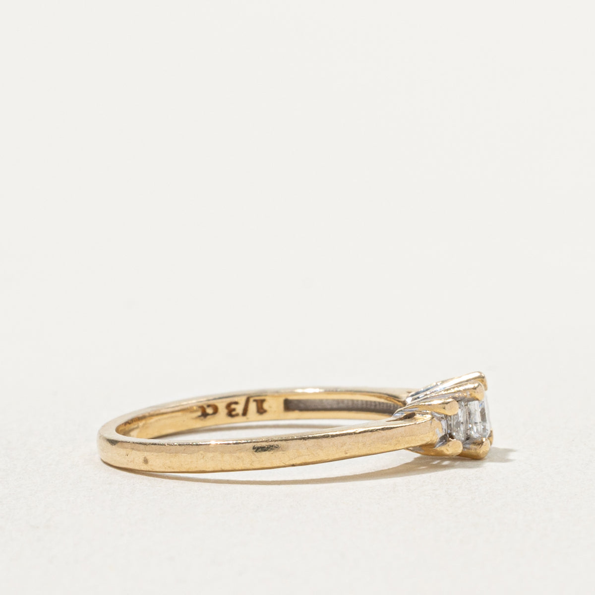 14k Three Stone Princess Cut Diamond Ring | 0.33ctw | SZ 6.5