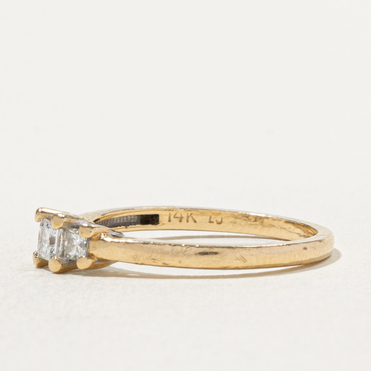 14k Three Stone Princess Cut Diamond Ring | 0.33ctw | SZ 6.5