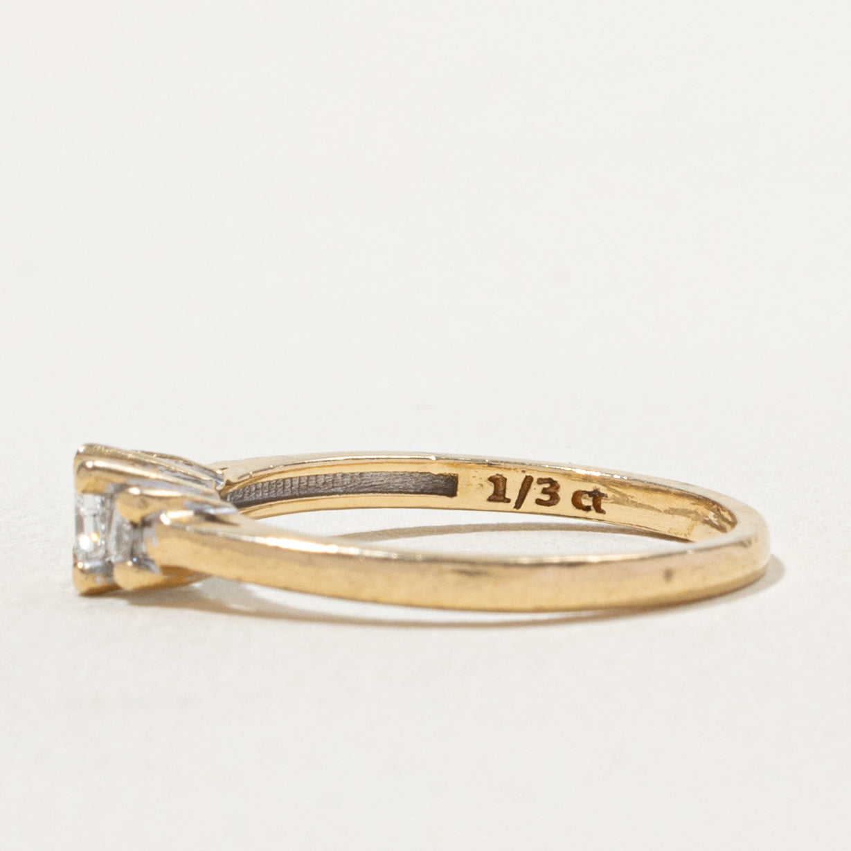 14k Three Stone Princess Cut Diamond Ring | 0.33ctw | SZ 6.5