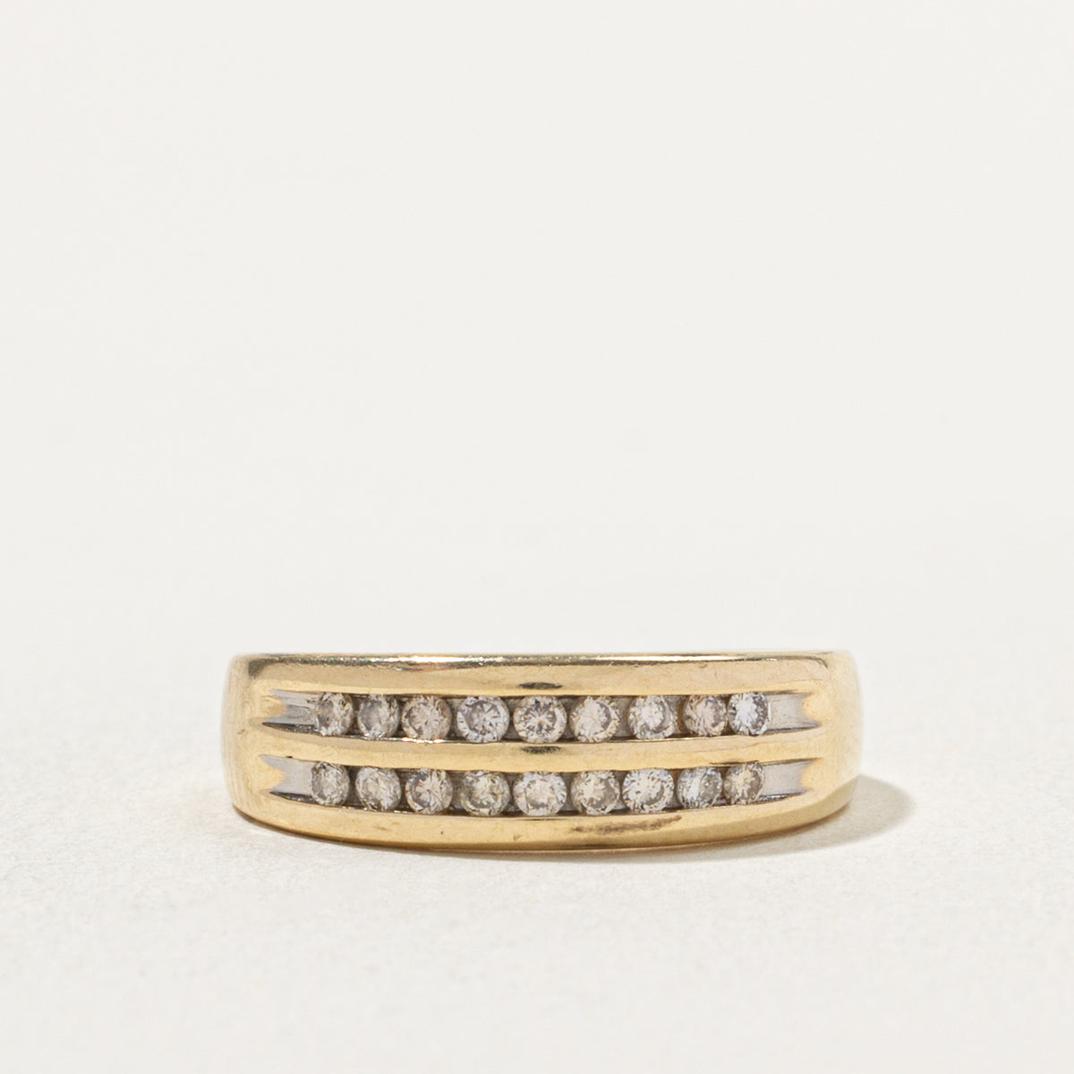 14k Double Row Channel Set Diamond Band | 0.27ctw | 5.79mm | SZ 6