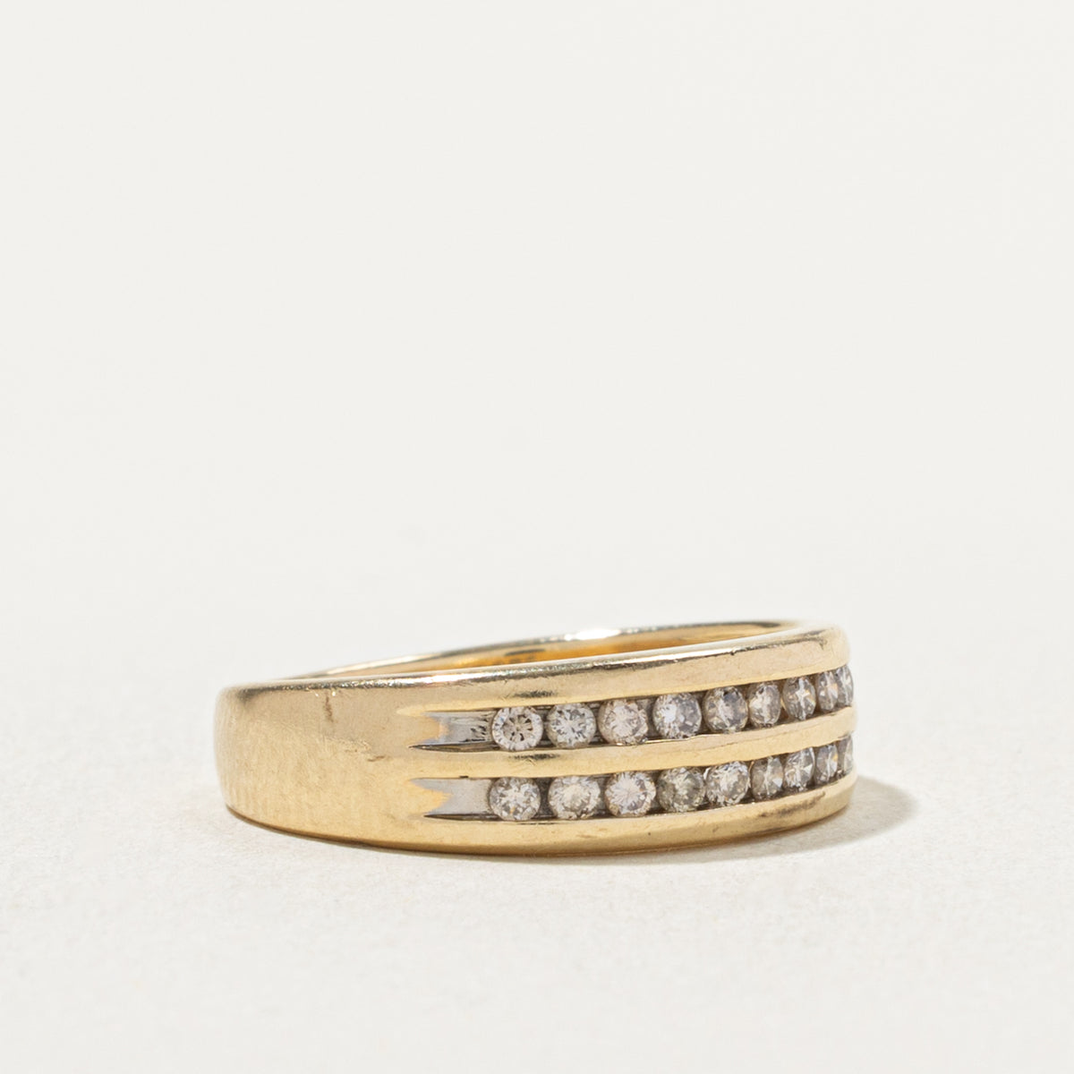 14k Double Row Channel Set Diamond Band | 0.27ctw | 5.79mm | SZ 6