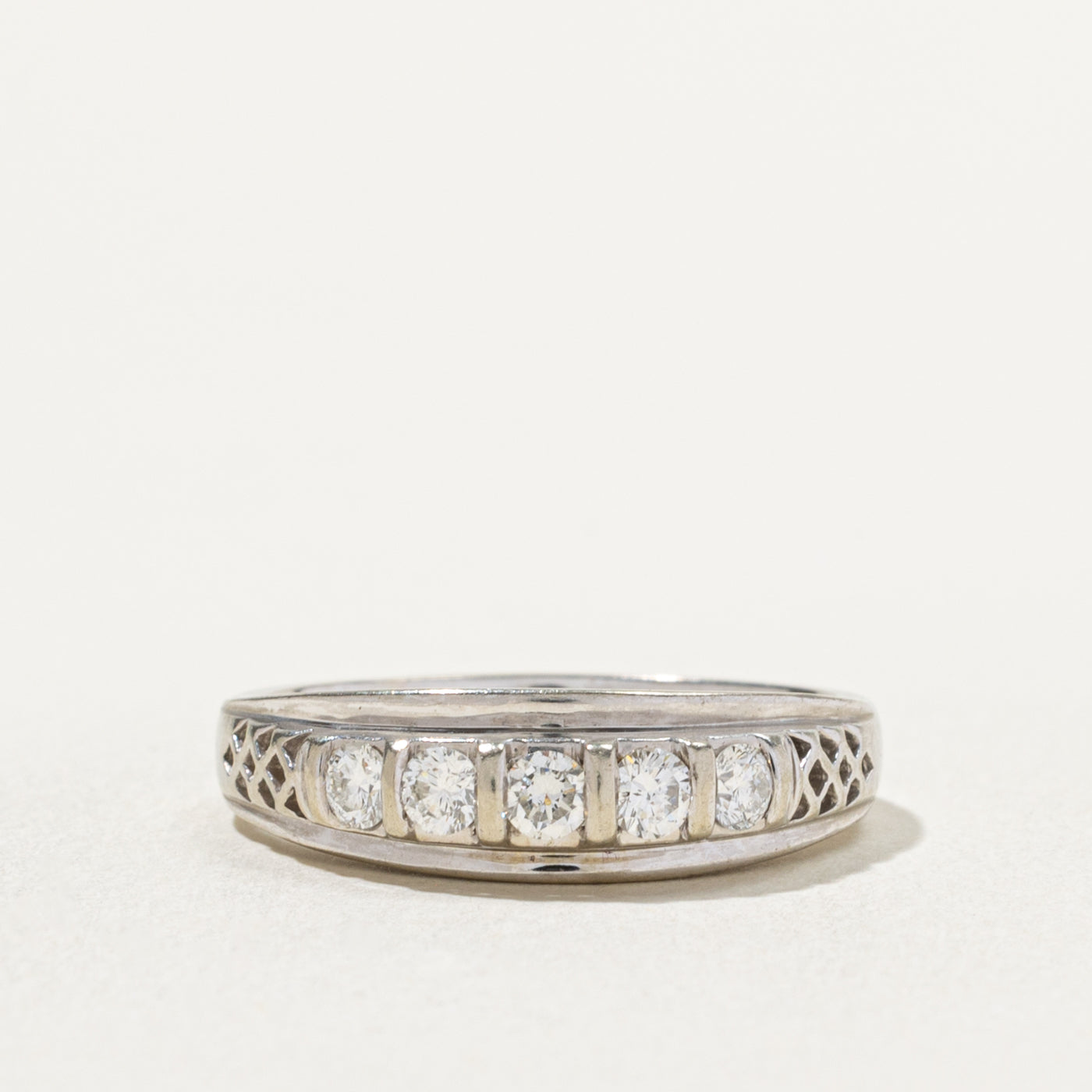 18k Five Stone Diamond Openwork Band | 0.50ctw | 6.54mm | SZ 9.75