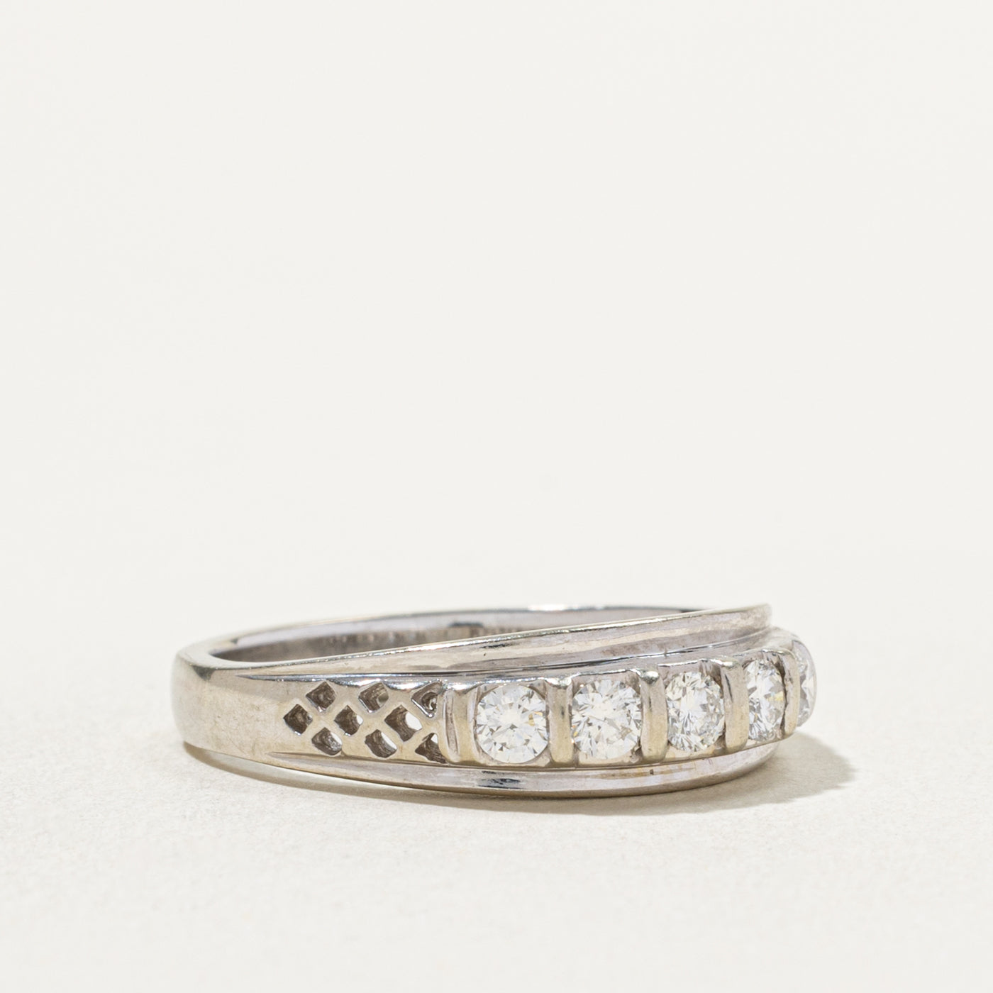 18k Five Stone Diamond Openwork Band | 0.50ctw | 6.54mm | SZ 9.75