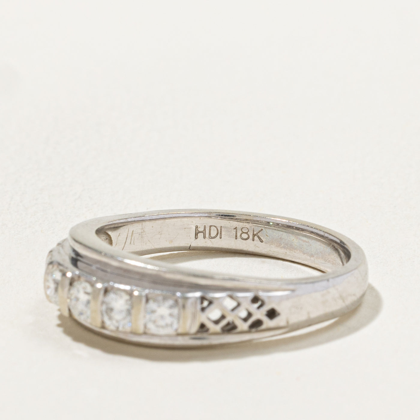 18k Five Stone Diamond Openwork Band | 0.50ctw | 6.54mm | SZ 9.75