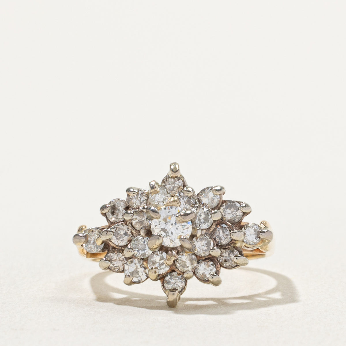 13k Yellow Gold Diamond Petal Cluster Ring | 0.78ctw | SZ 5.25