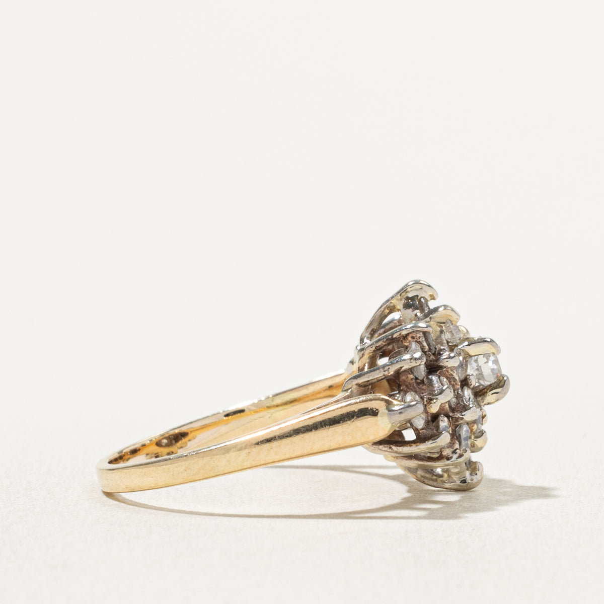 13k Yellow Gold Diamond Petal Cluster Ring | 0.78ctw | SZ 5.25