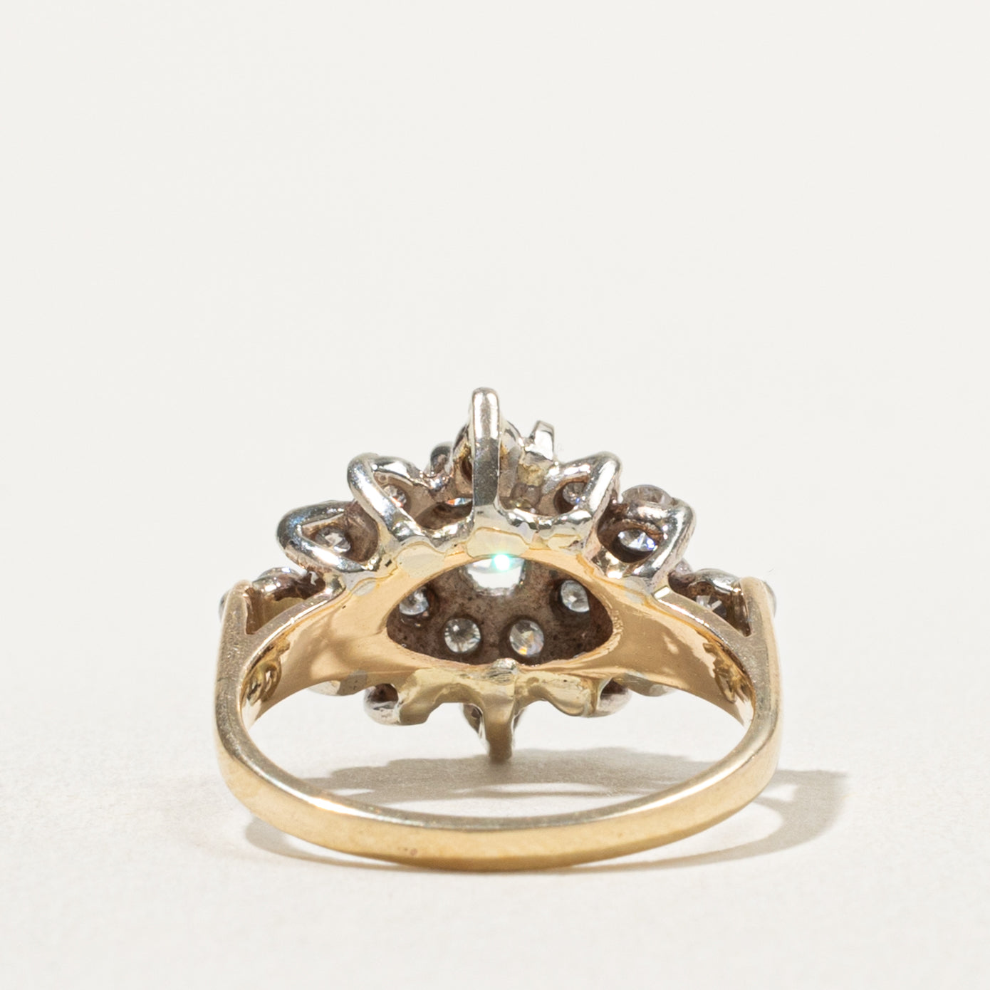 13k Yellow Gold Diamond Petal Cluster Ring | 0.78ctw | SZ 5.25