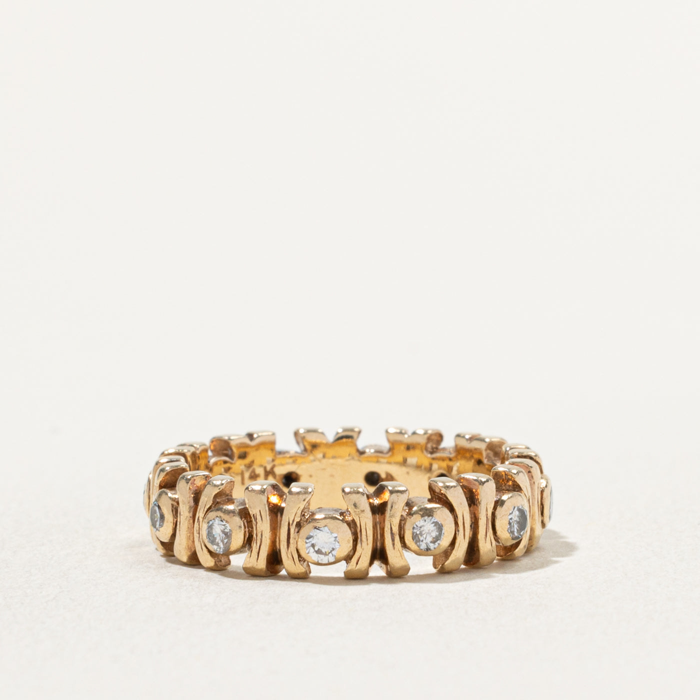 'Birks' Eternity Diamond Textured & Grooved Band | 0.36ctw | 4.90mm | SZ 6.5