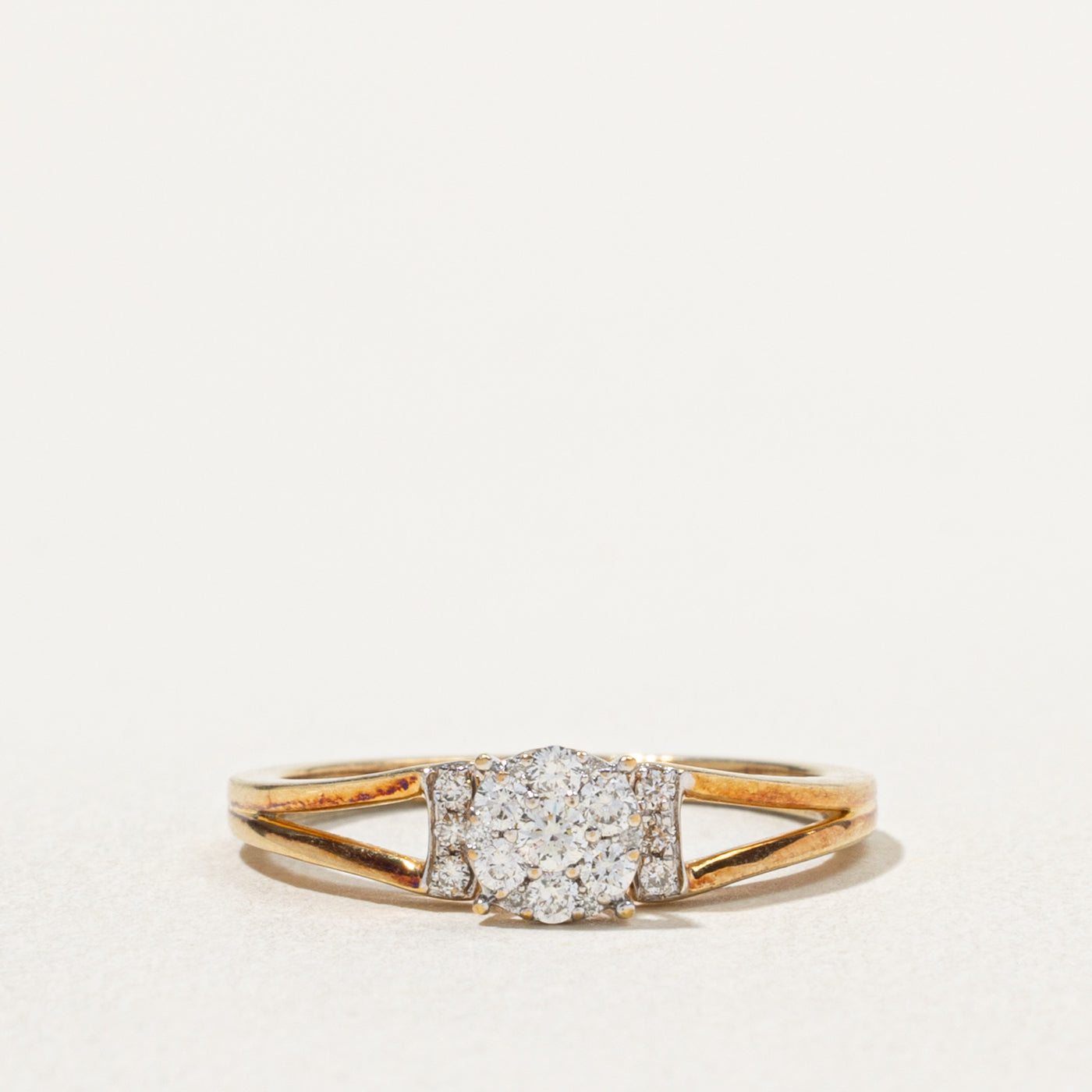 18k Diamond Cluster Open Shank Ring | 0.22ctw | SZ 6.5