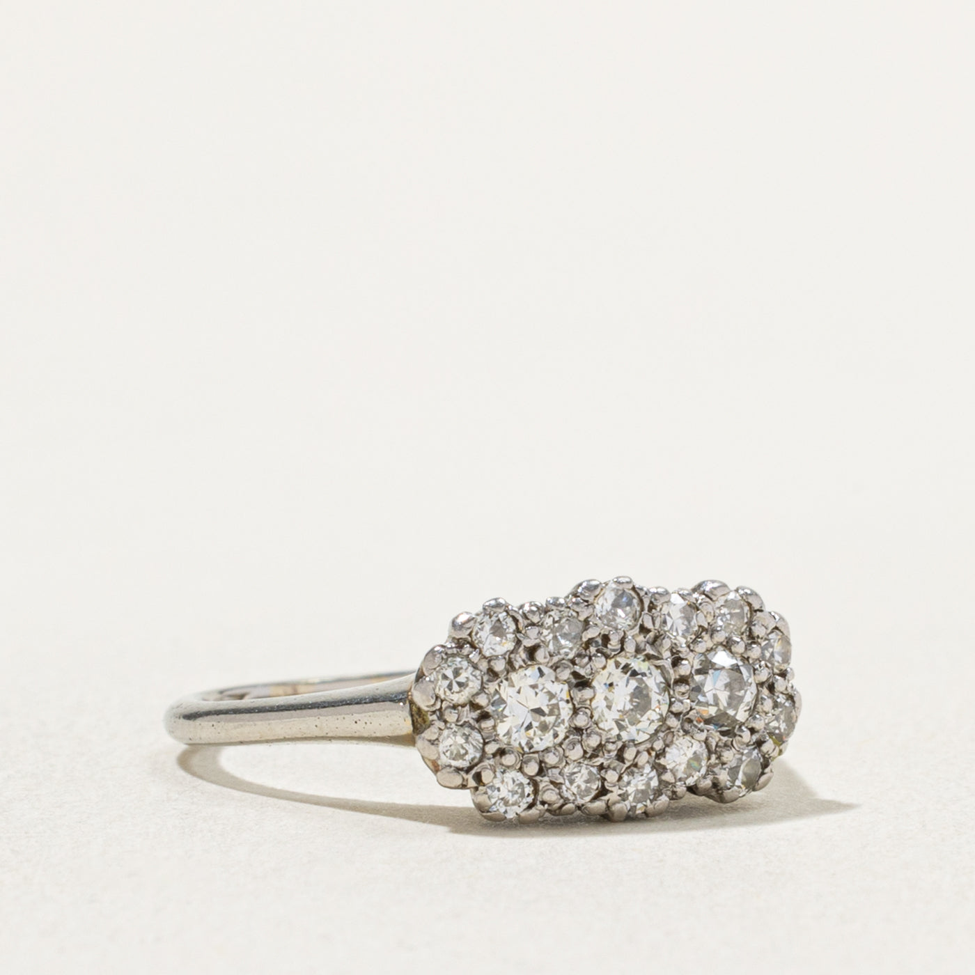 18k Old European Cut Diamond Multi Cluster Ring | 0.52ctw | SZ 5.5