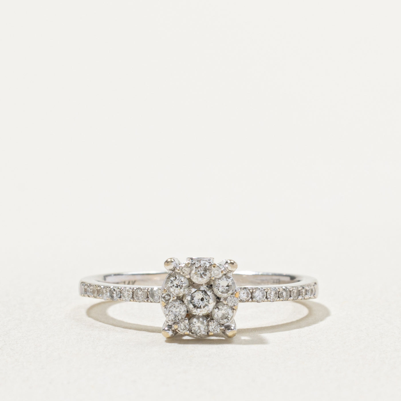 14k White Gold Diamond Cluster Ring | 0.40ctw | SZ 5