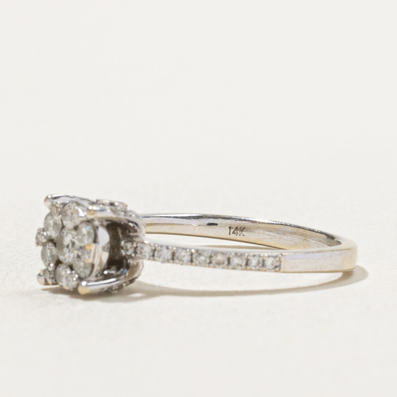 14k White Gold Diamond Cluster Ring | 0.40ctw | SZ 5
