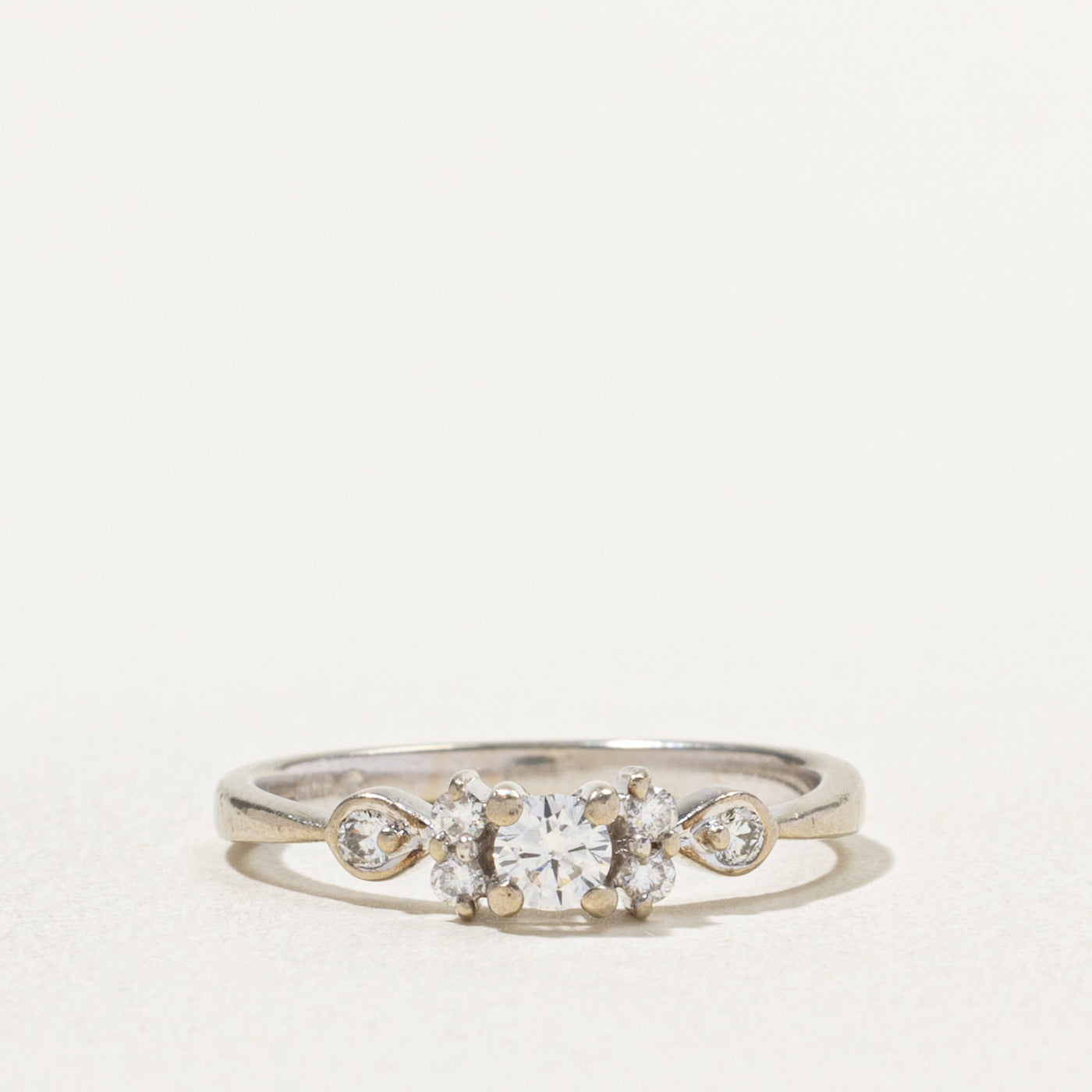 14k White Gold Diamond Cluster Accented Ring | 0.25ctw | SZ 6.5