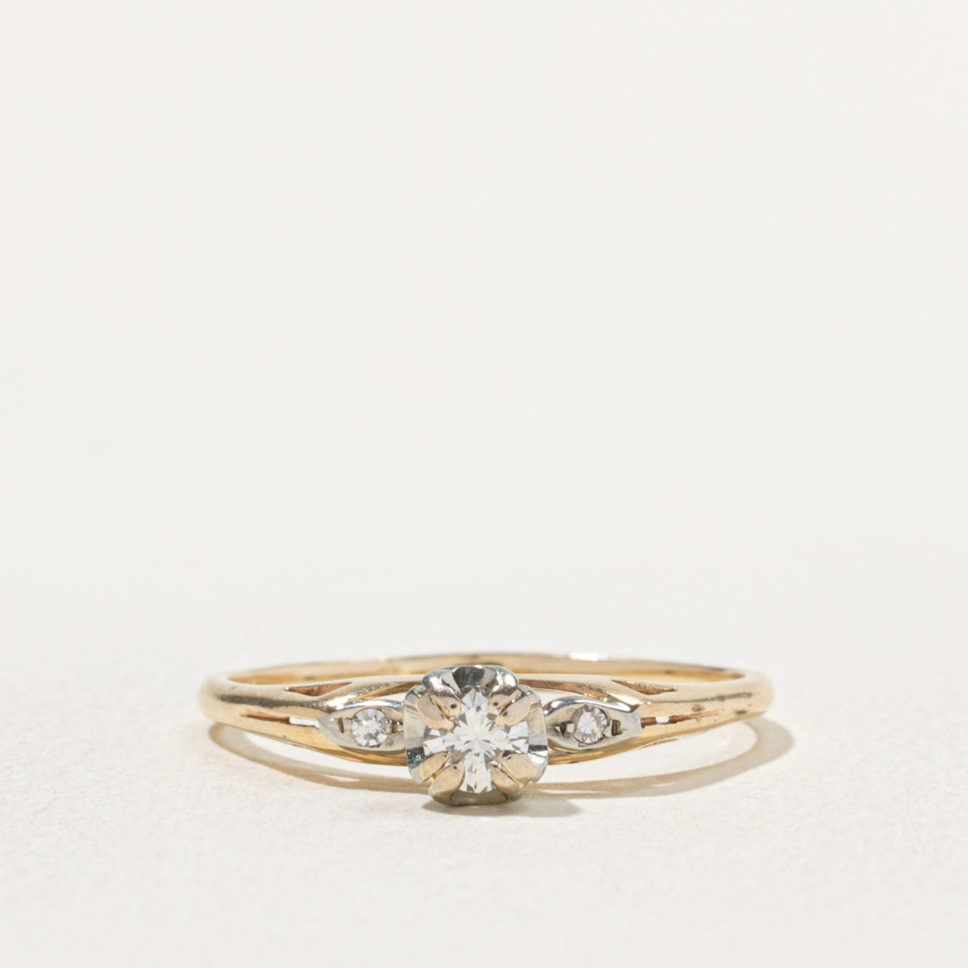 'Courtship' Illusion Set Diamond Textured Ring | 0.21ctw | SZ 8.75