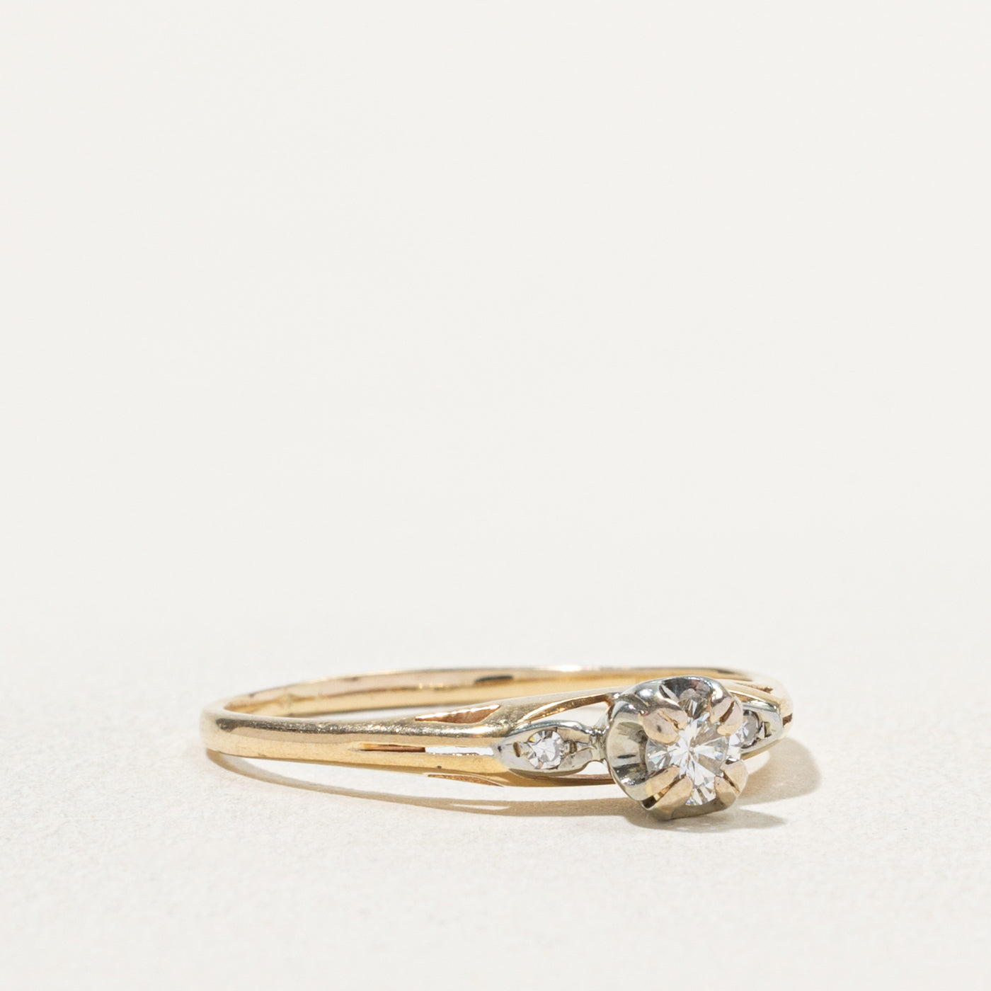'Courtship' Illusion Set Diamond Textured Ring | 0.21ctw | SZ 8.75