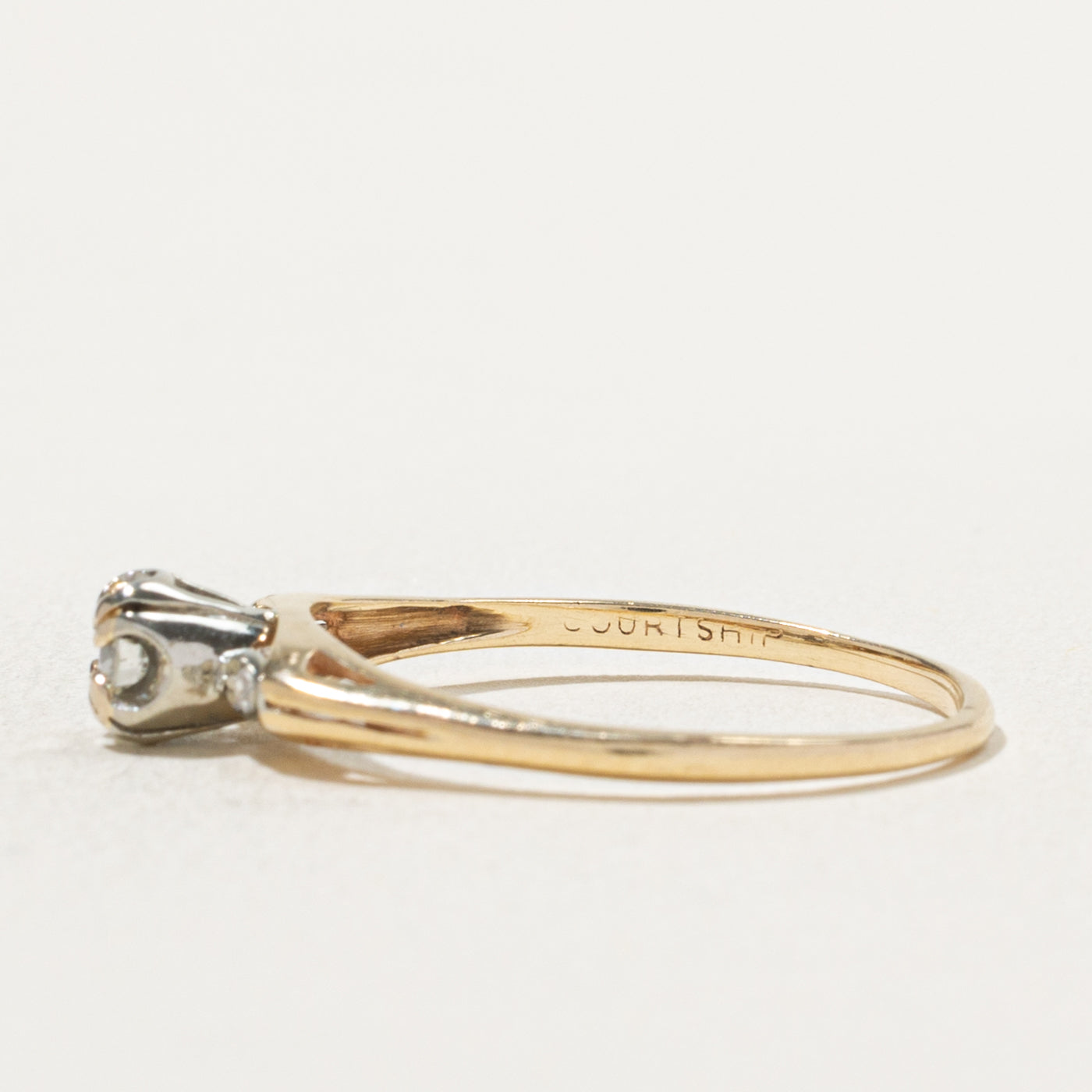 'Courtship' Illusion Set Diamond Textured Ring | 0.21ctw | SZ 8.75
