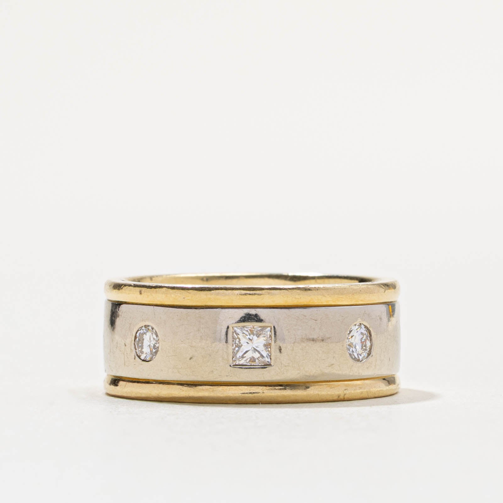 18k Two-Tone Flush Set Diamond Band | 0.60ctw | 8.00mm | SZ 6