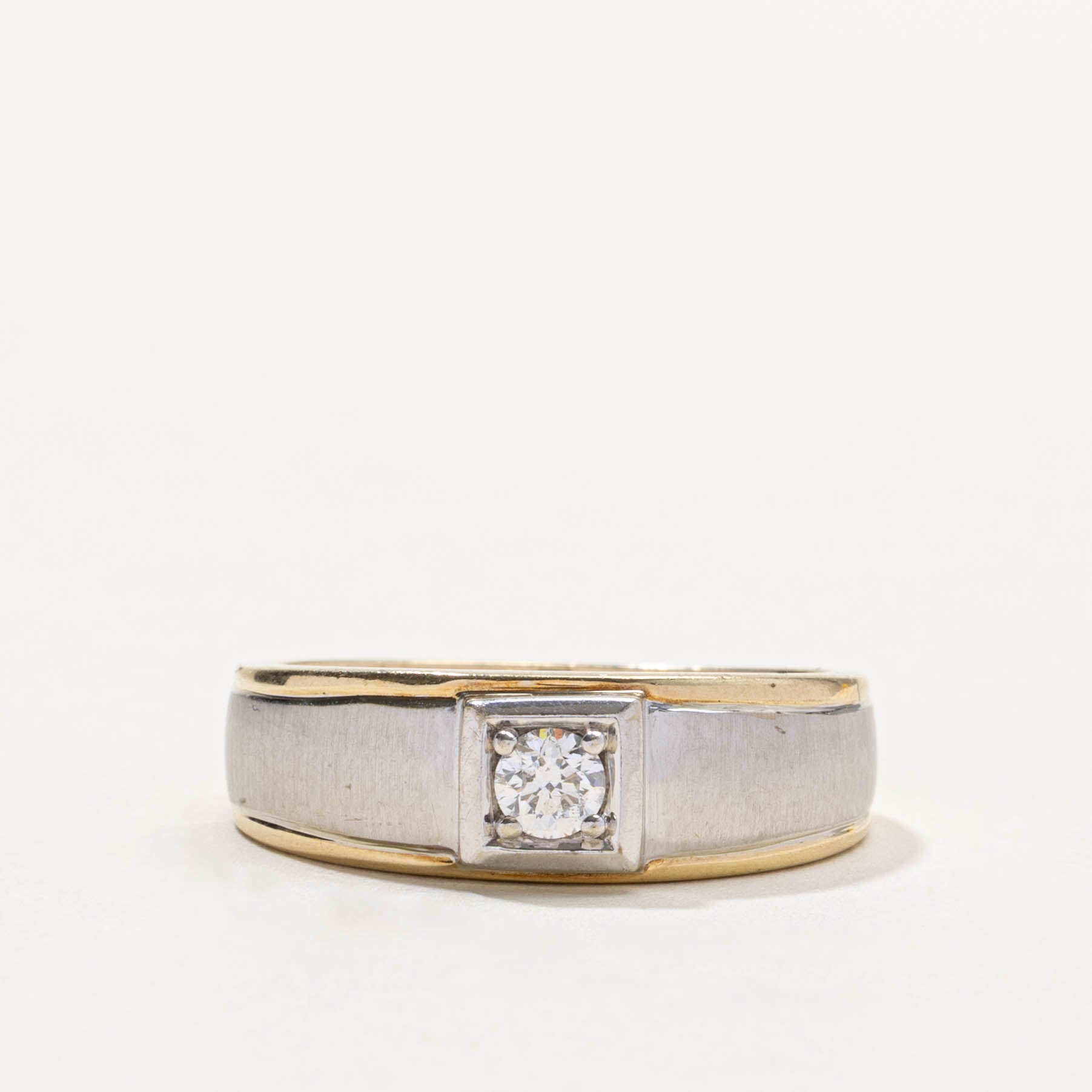 10k Two Tone Diamond Dome Ring | 0.25ct | SZ 10.5