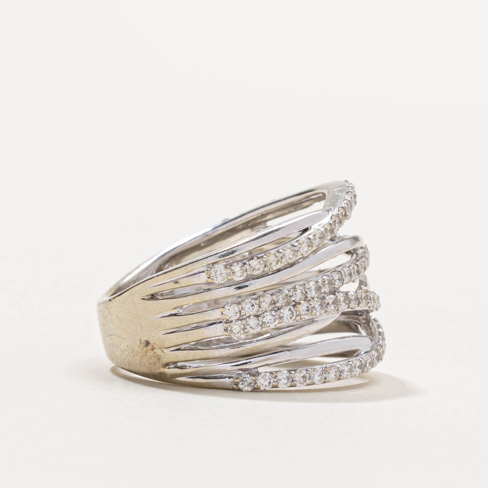 10k Multi Row Diamond Crossover Ring | 1.00ctw | SZ 7.5