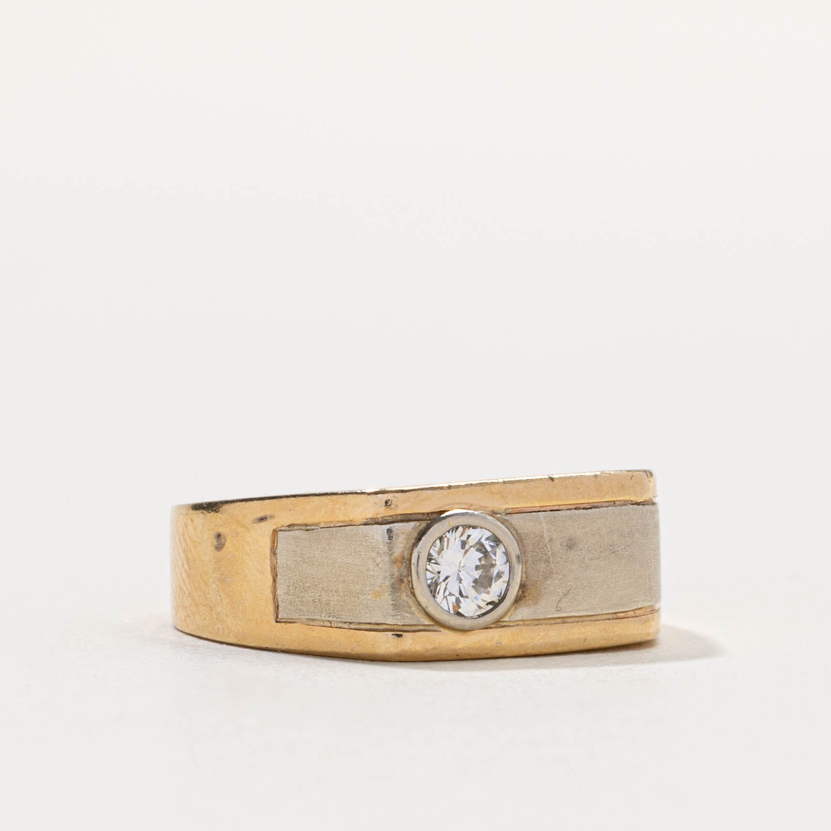14k Two Tone Bezel Set Diamond Ring | 0.25ct | SZ 7