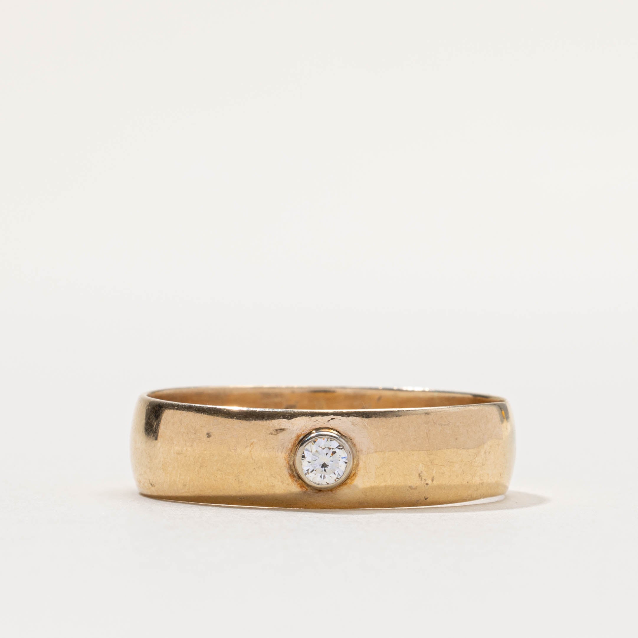 10k Bezel Set Diamond Plain Band | 0.14ct | 7.00mm | SZ 16