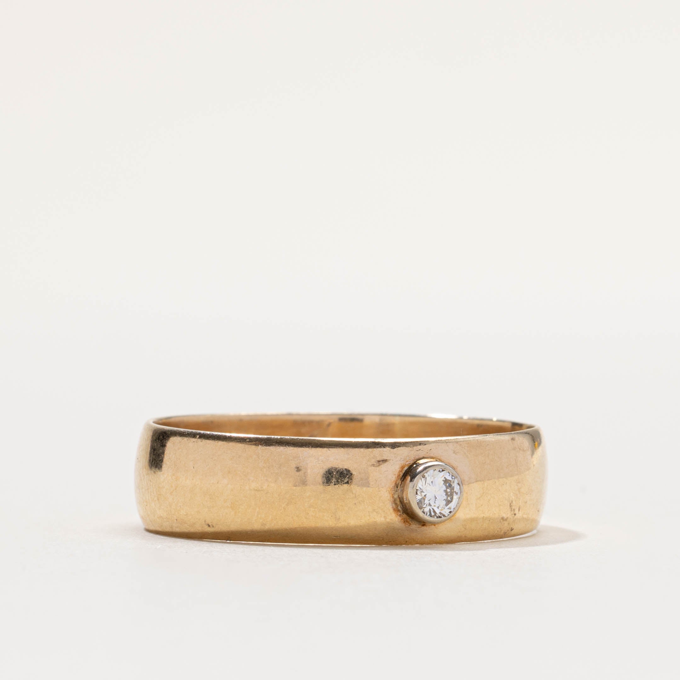 10k Bezel Set Diamond Plain Band | 0.14ct | 7.00mm | SZ 16