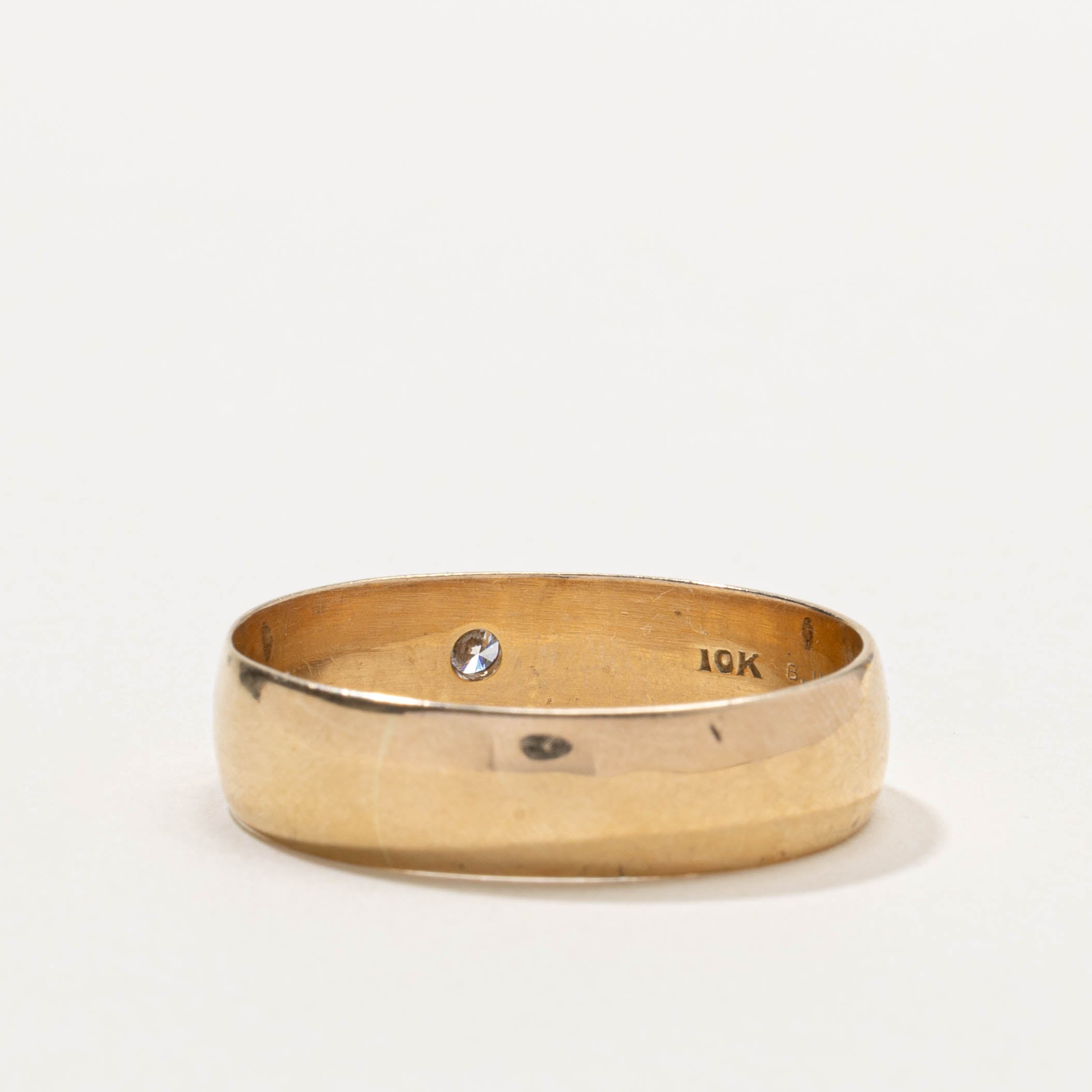10k Bezel Set Diamond Plain Band | 0.14ct | 7.00mm | SZ 16