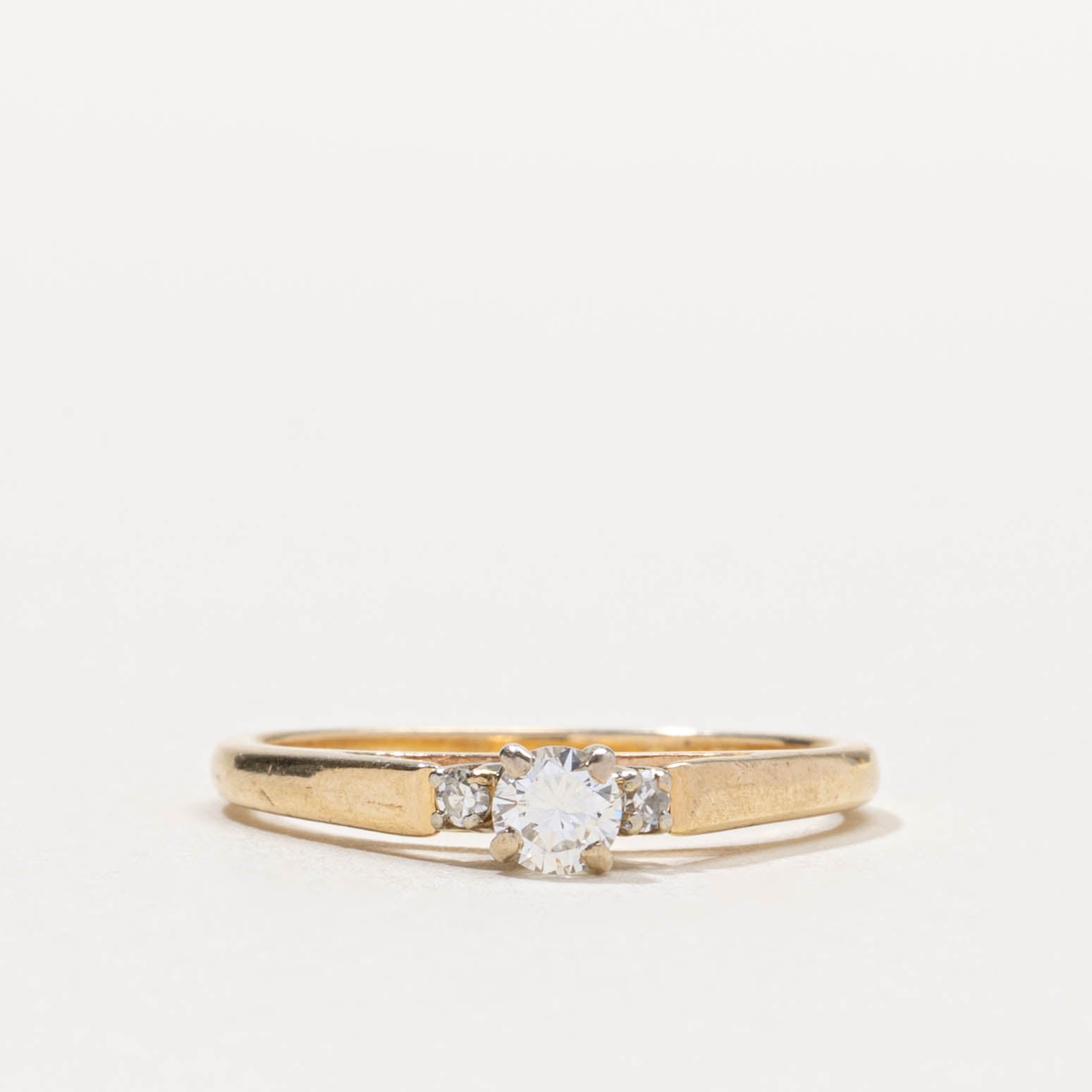 14k Diamond Accented Plain Ring | 0.21ctw | SZ 6.25