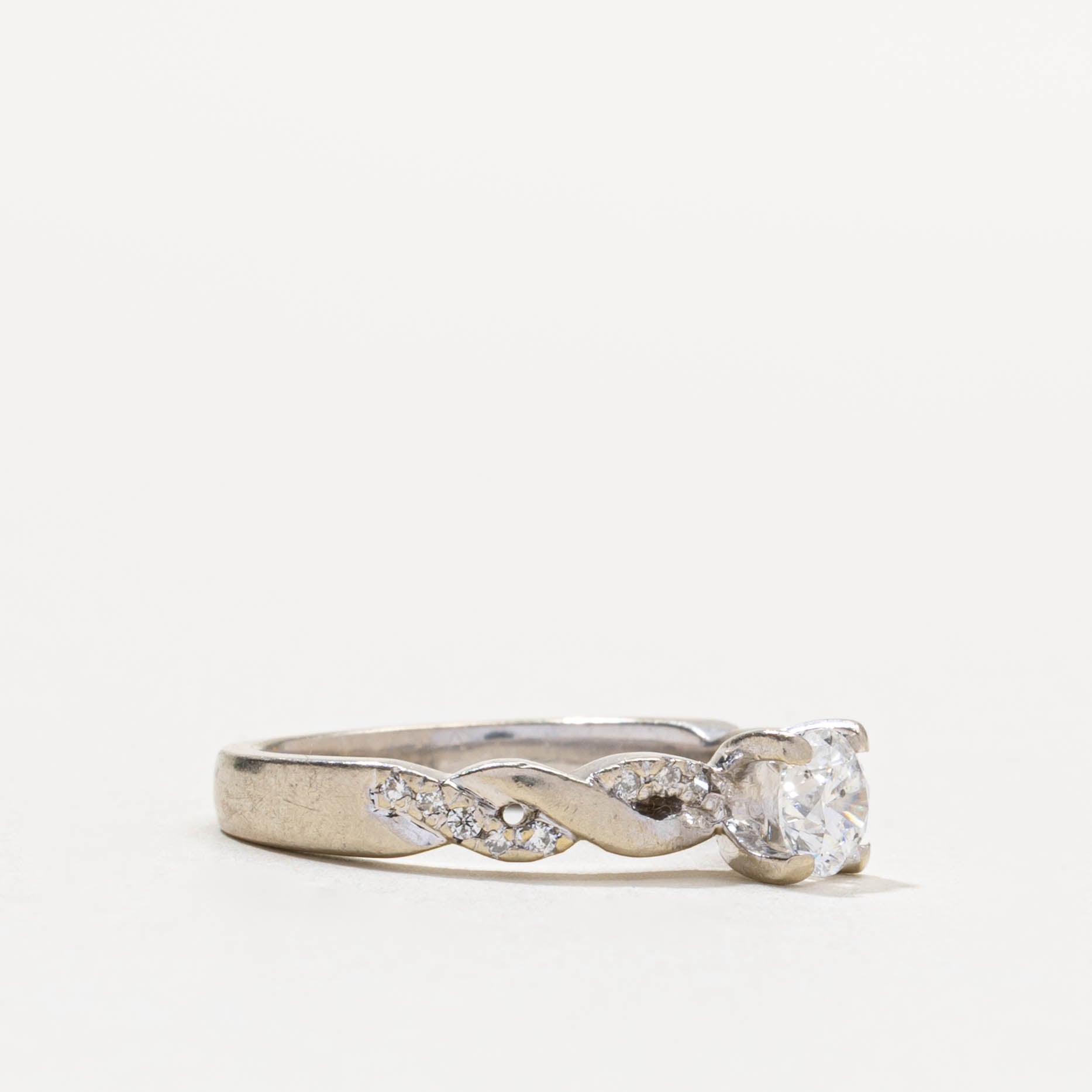 GIA Solitaire Diamond Twisted Band | 0.50ct SI2 F, 0.08ctw | SZ 6