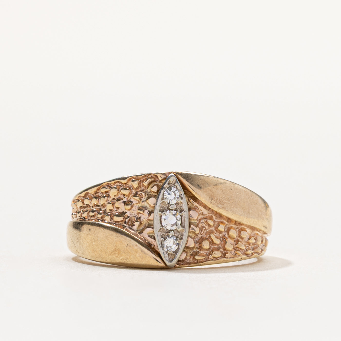 10k Diamond Marquise Column Dome Ring | 0.05ctw | SZ 6.75