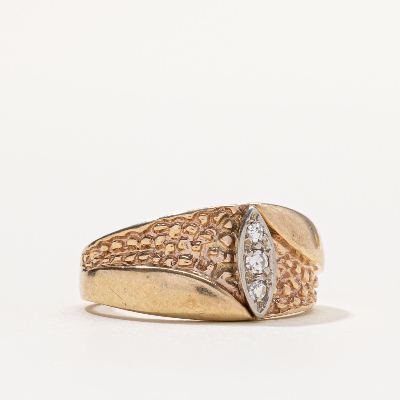 10k Diamond Marquise Column Dome Ring | 0.05ctw | SZ 6.75
