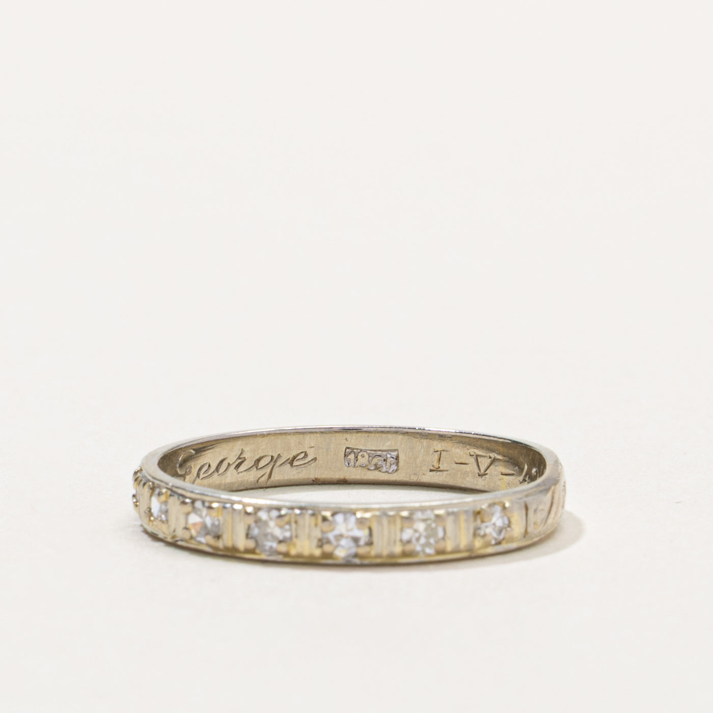 18k Semi-Eternity Diamond Engraved Band | 0.24ctw | 2.85mm | SZ 7.5