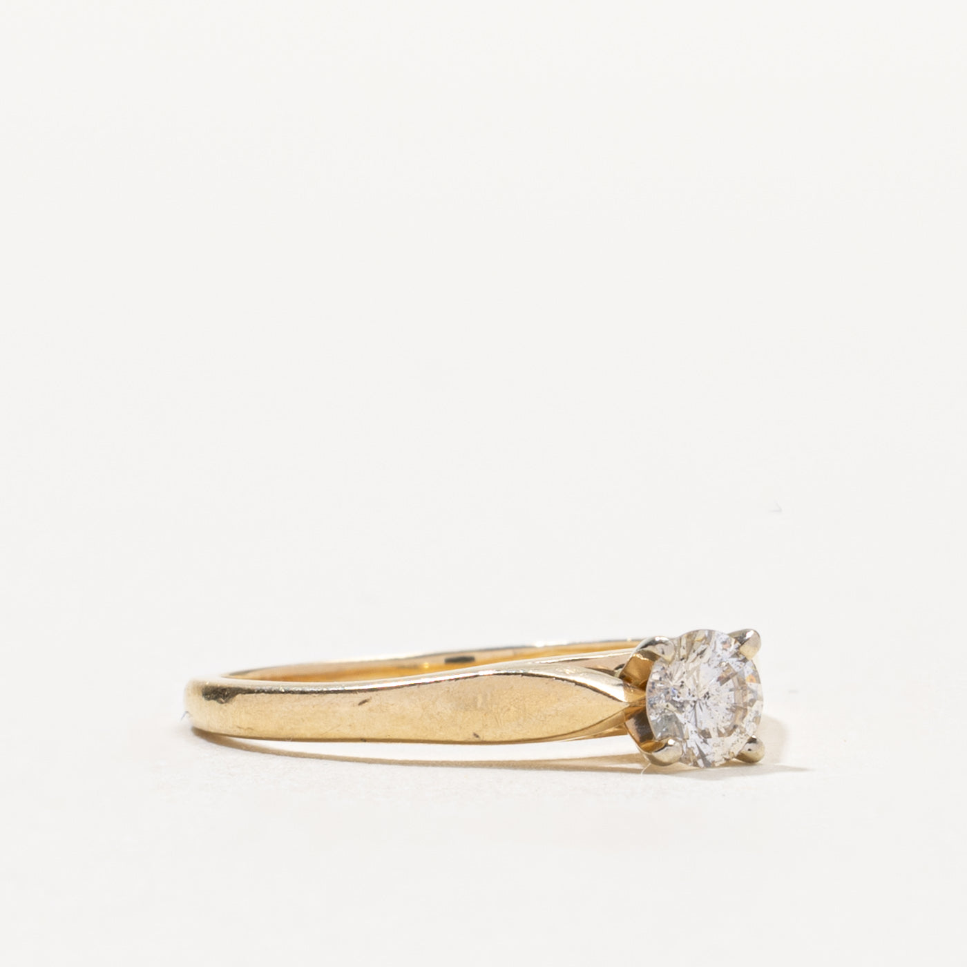 14k Solitaire Diamond Reverse Tapered Ring | 0.33ct I1 I | SZ 6.5
