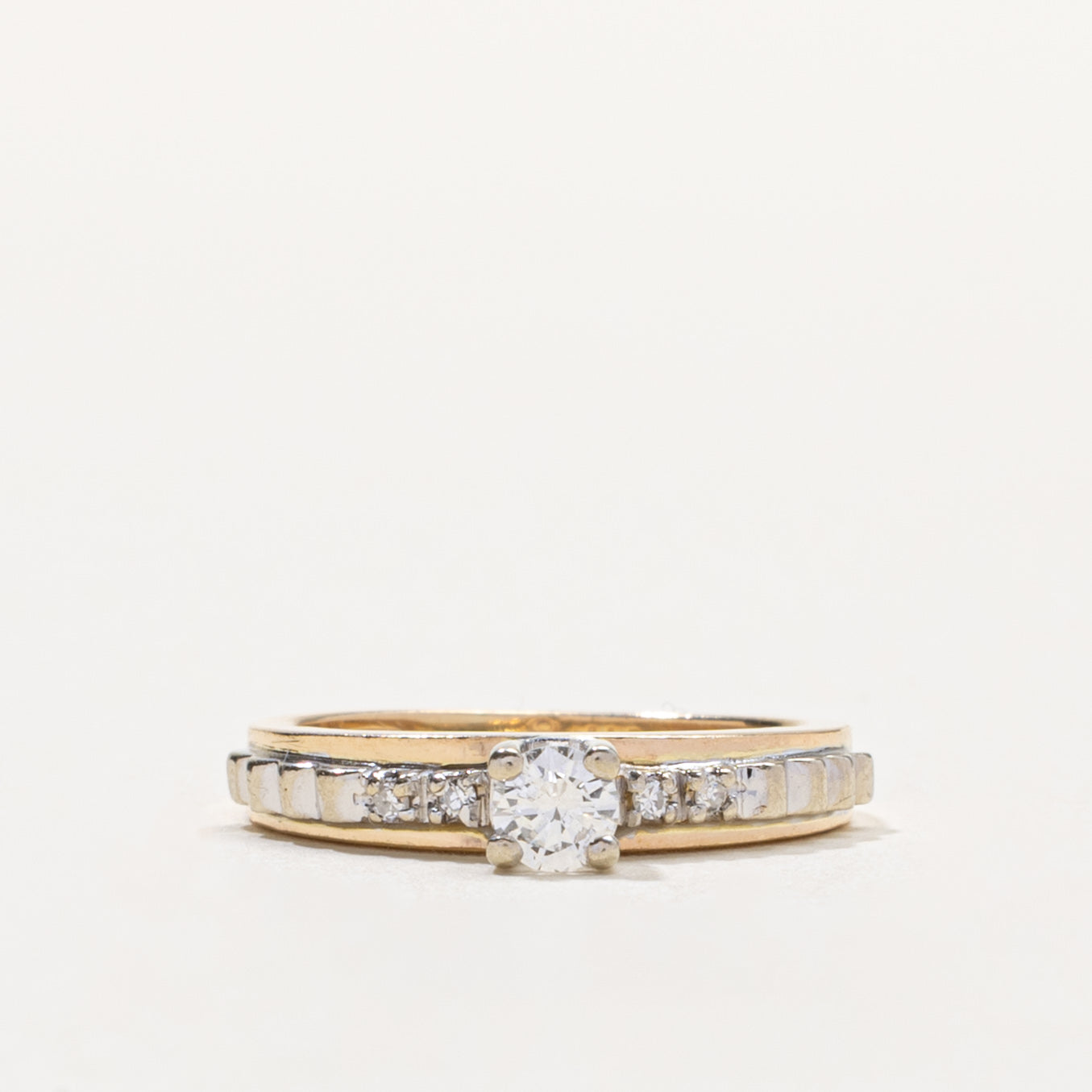 14k Two Tone Diamond Accented Ring | 0.20ctw | SZ 4