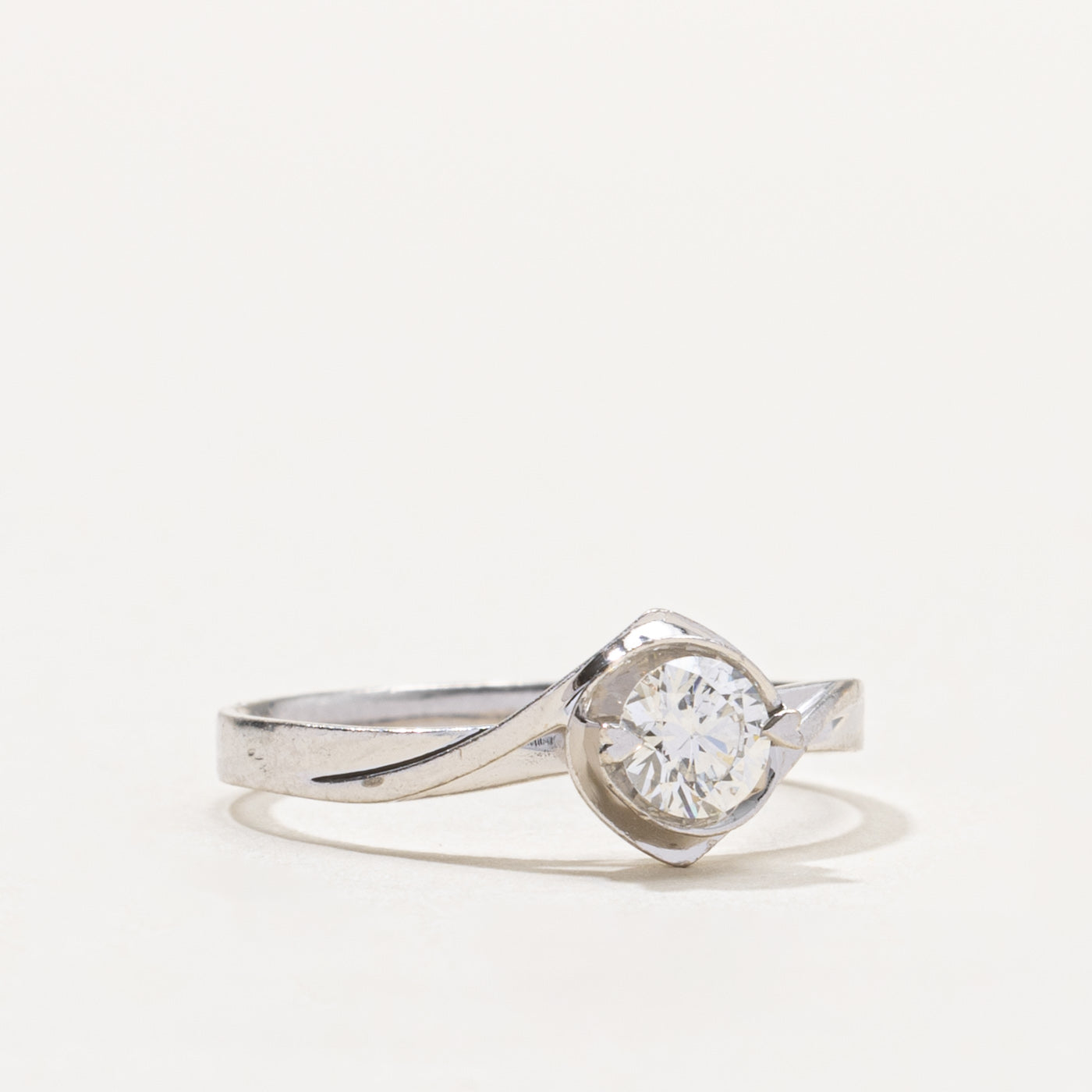 Platinum Bezel Set Diamond Ring | 0.40ct SI1 F | SZ 7.5