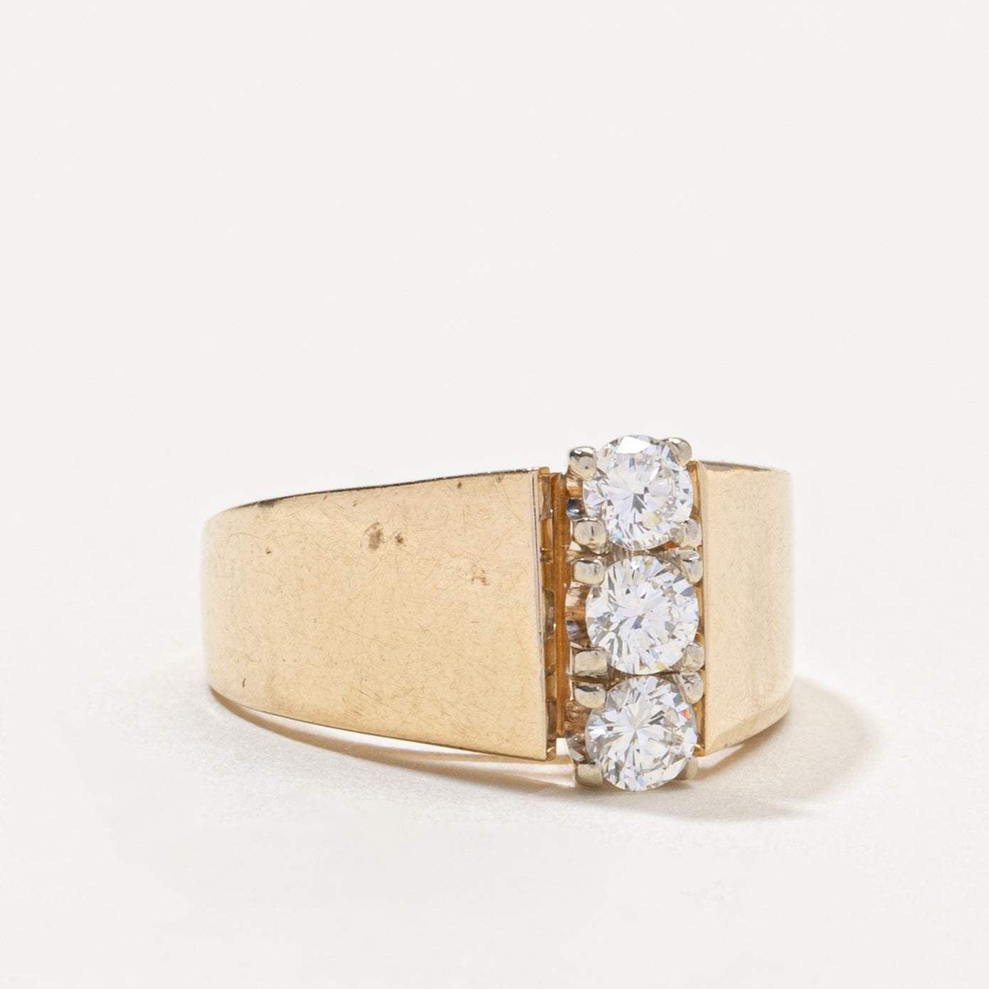 14k Three Stone Diamond Column Ring | 0.50ctw | SZ 5.75