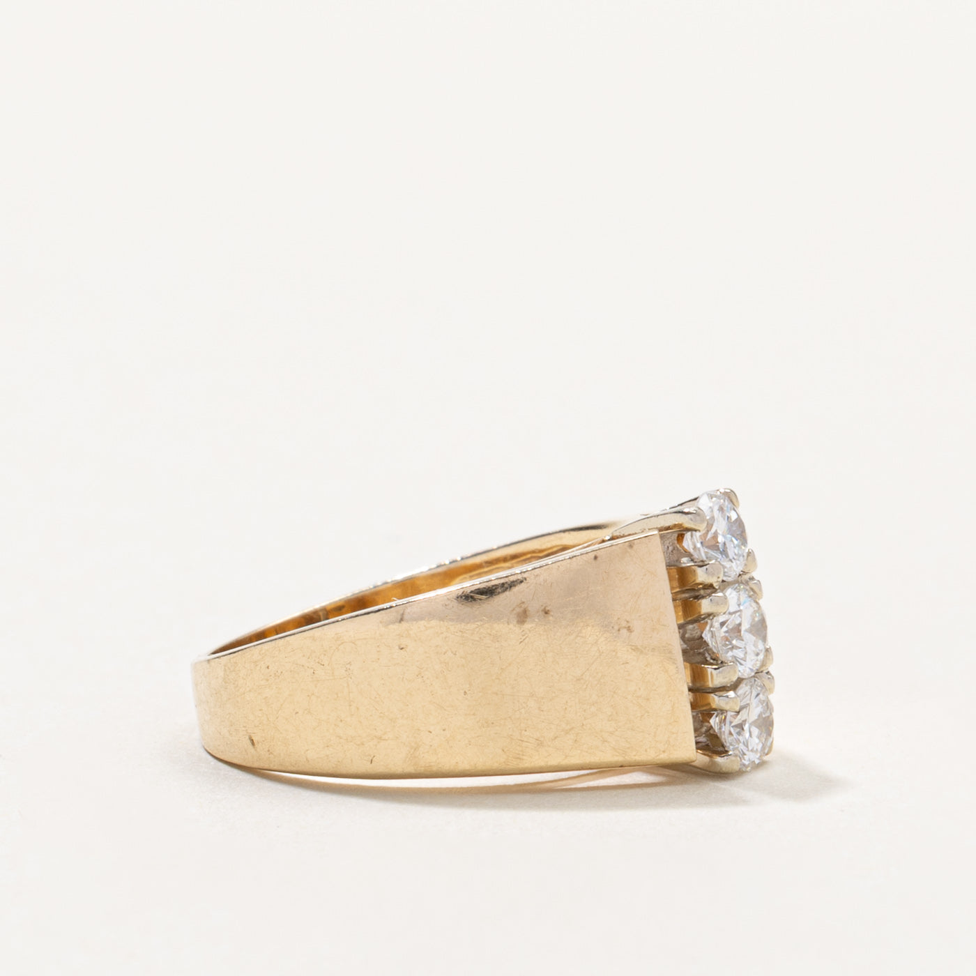 14k Three Stone Diamond Column Ring | 0.50ctw | SZ 5.75
