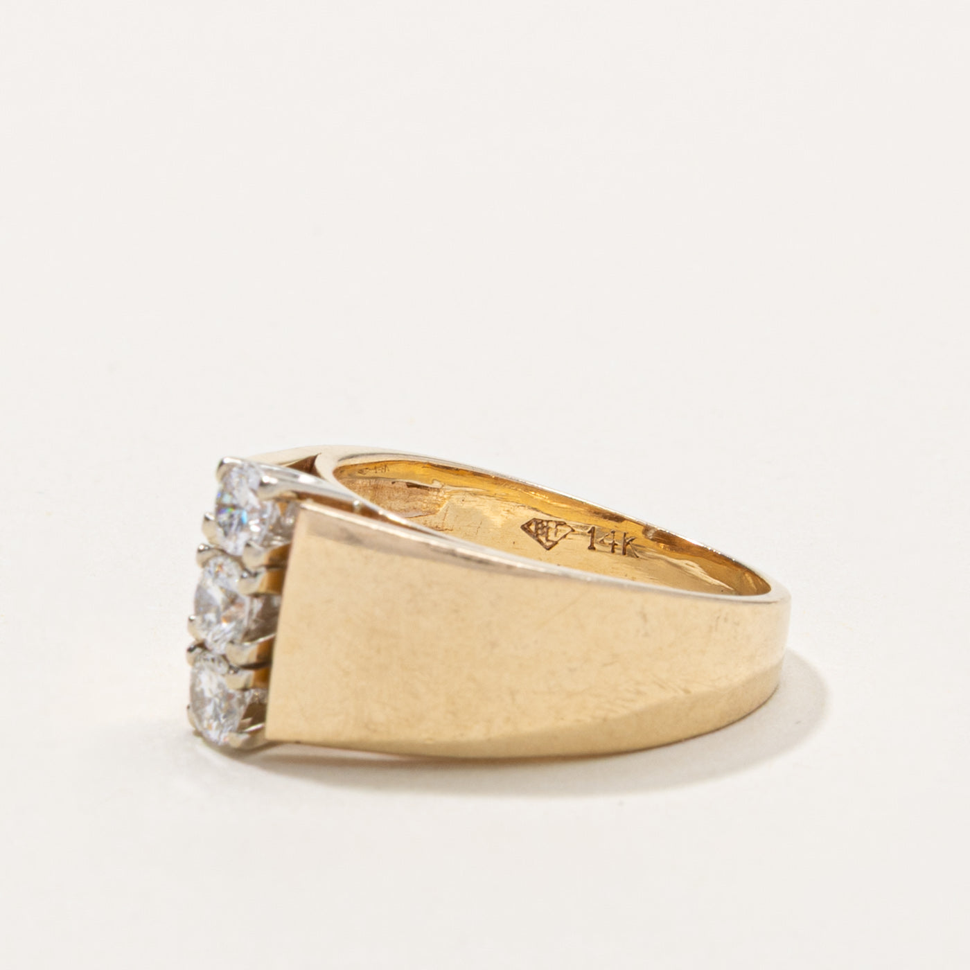 14k Three Stone Diamond Column Ring | 0.50ctw | SZ 5.75