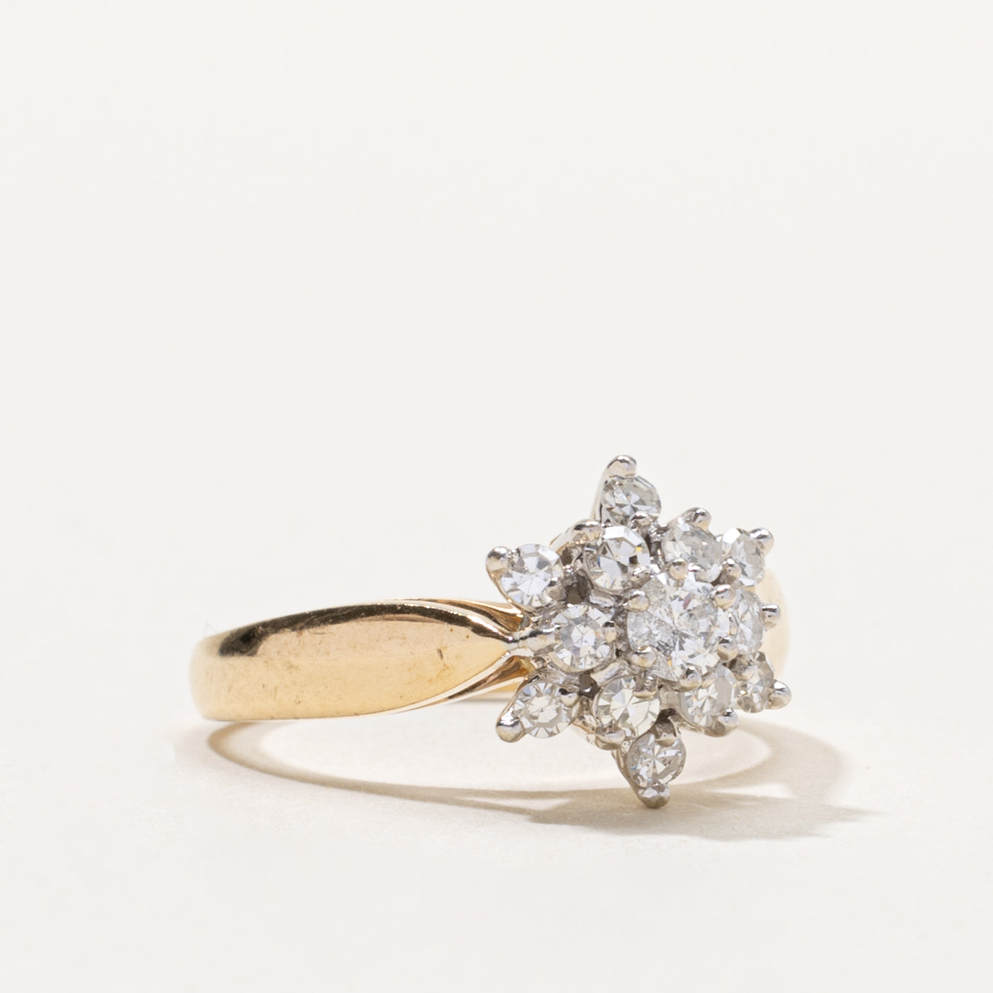 14k Diamond Petal Cluster Reverse Tapered Ring | 0.45ctw | SZ 5.75