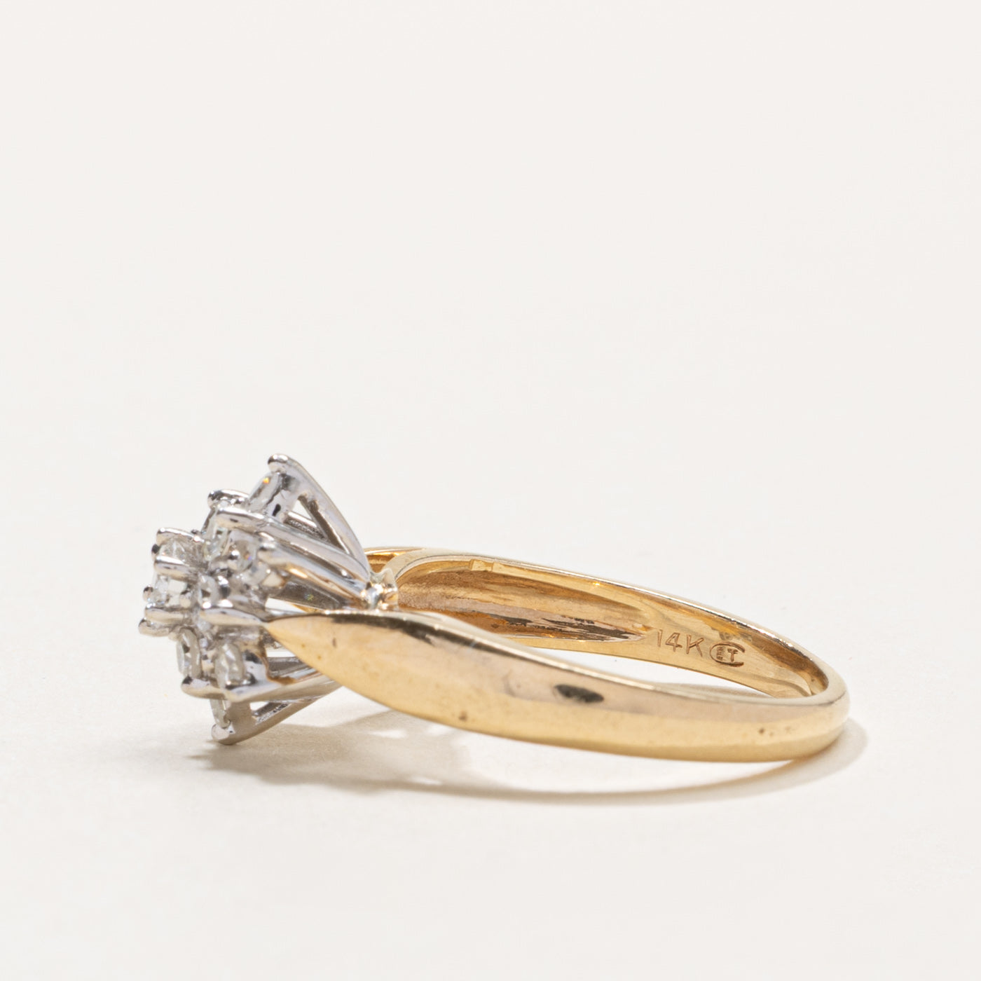 14k Diamond Petal Cluster Reverse Tapered Ring | 0.45ctw | SZ 5.75